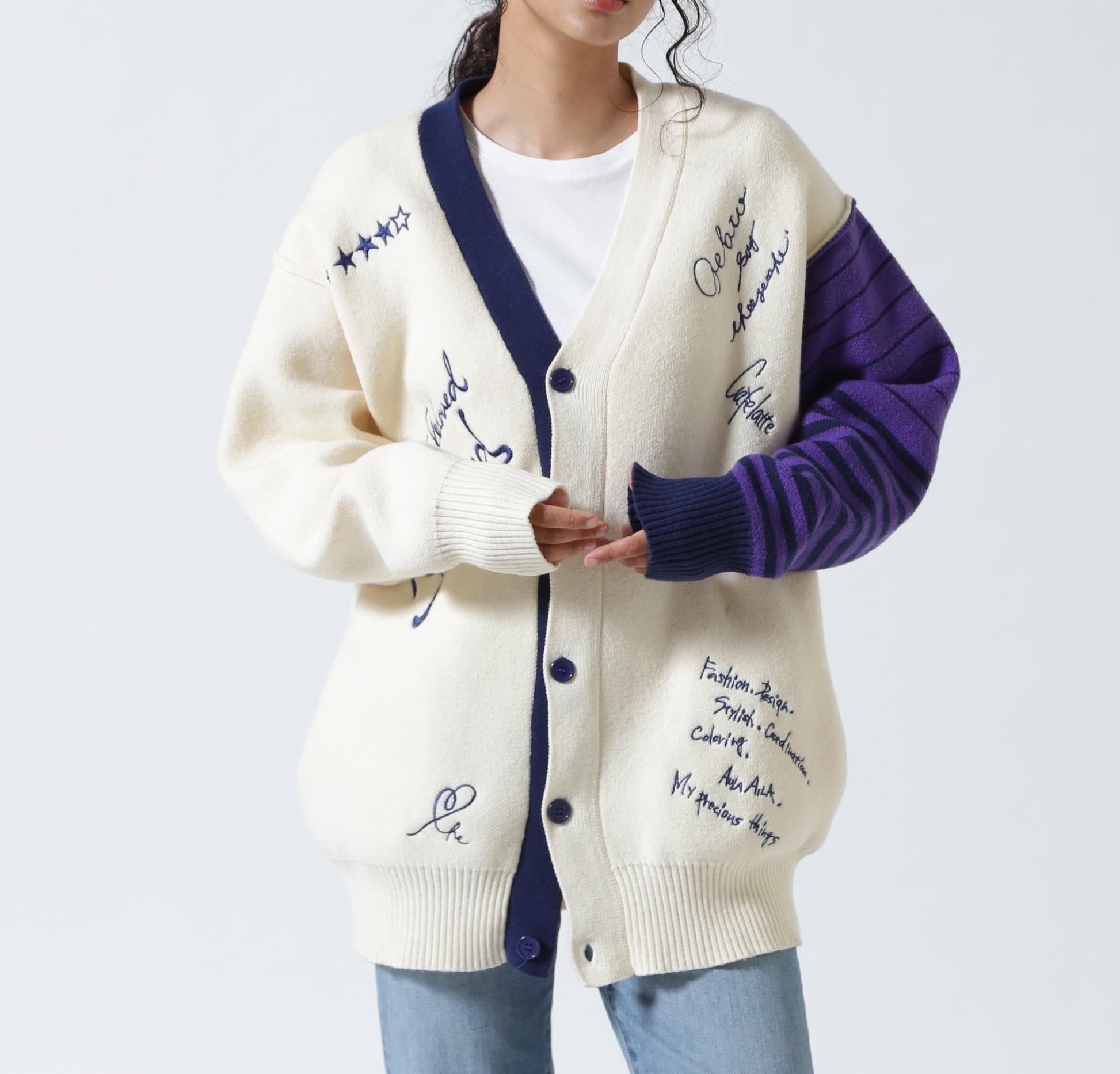 AULA AILA/アウラアイラ/MESSAGE LOGO CARDIGAN オフホワイト3