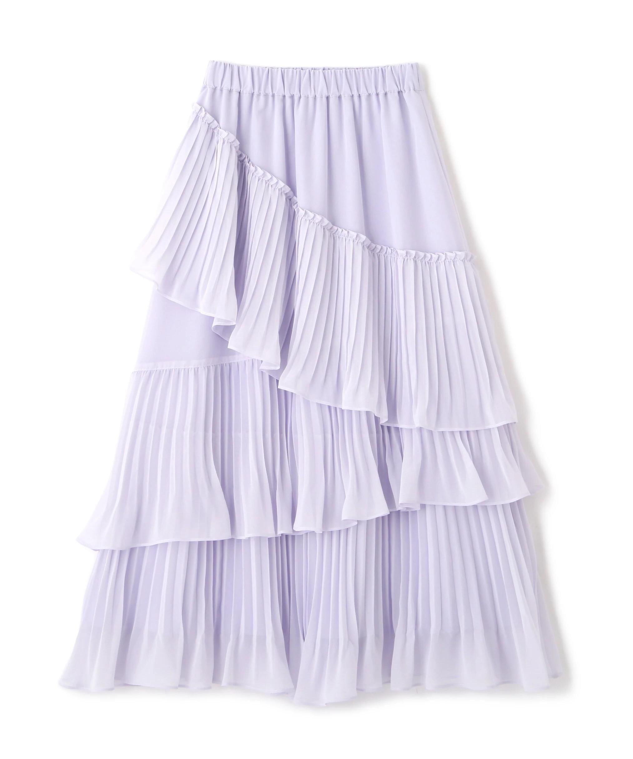 アシメプリーツティアードスカート ラベンダー