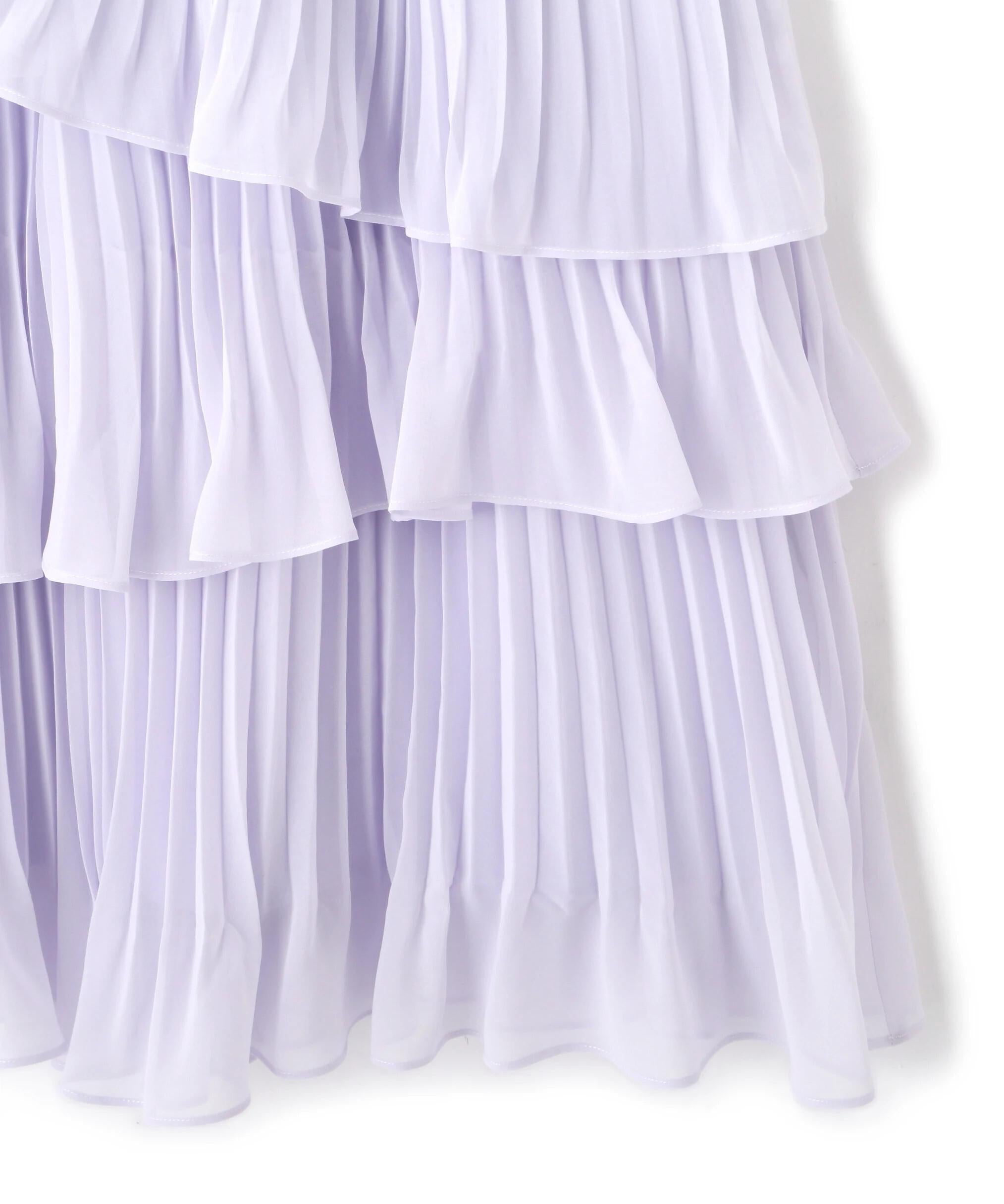 アシメプリーツティアードスカート ラベンダー