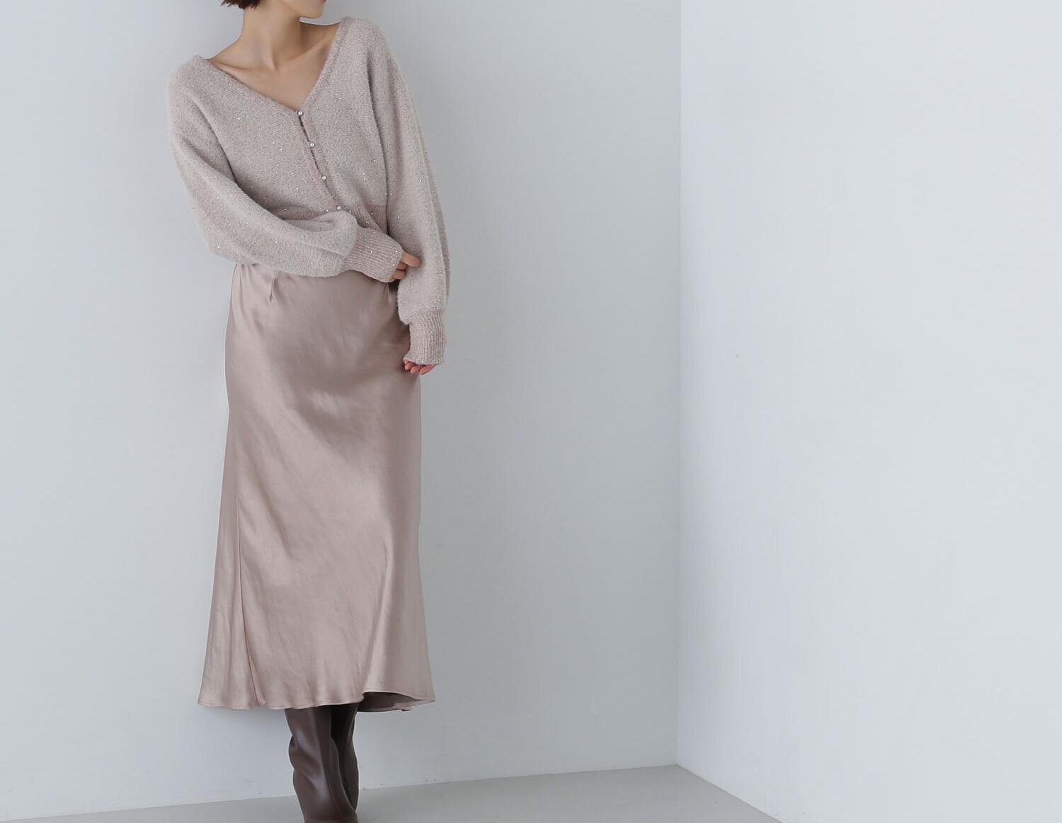 スパンコールショートカーディガン 24AW ベージュ