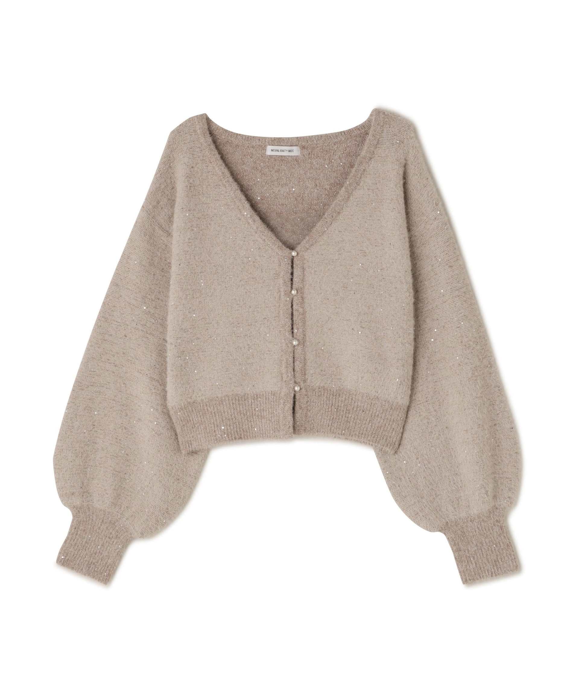スパンコールショートカーディガン 24AW ベージュ