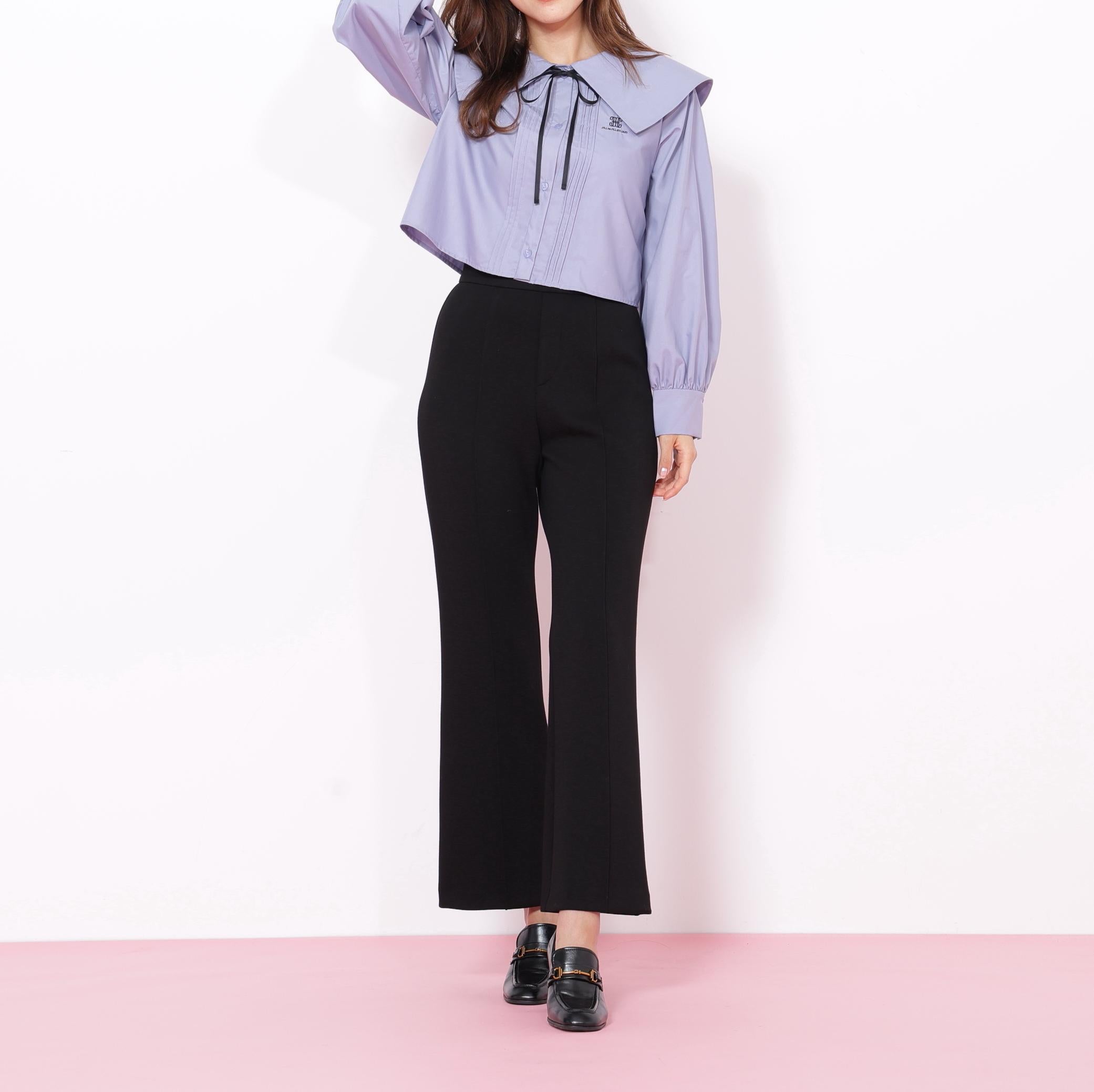 バックリボンフレアパンツ ブラック