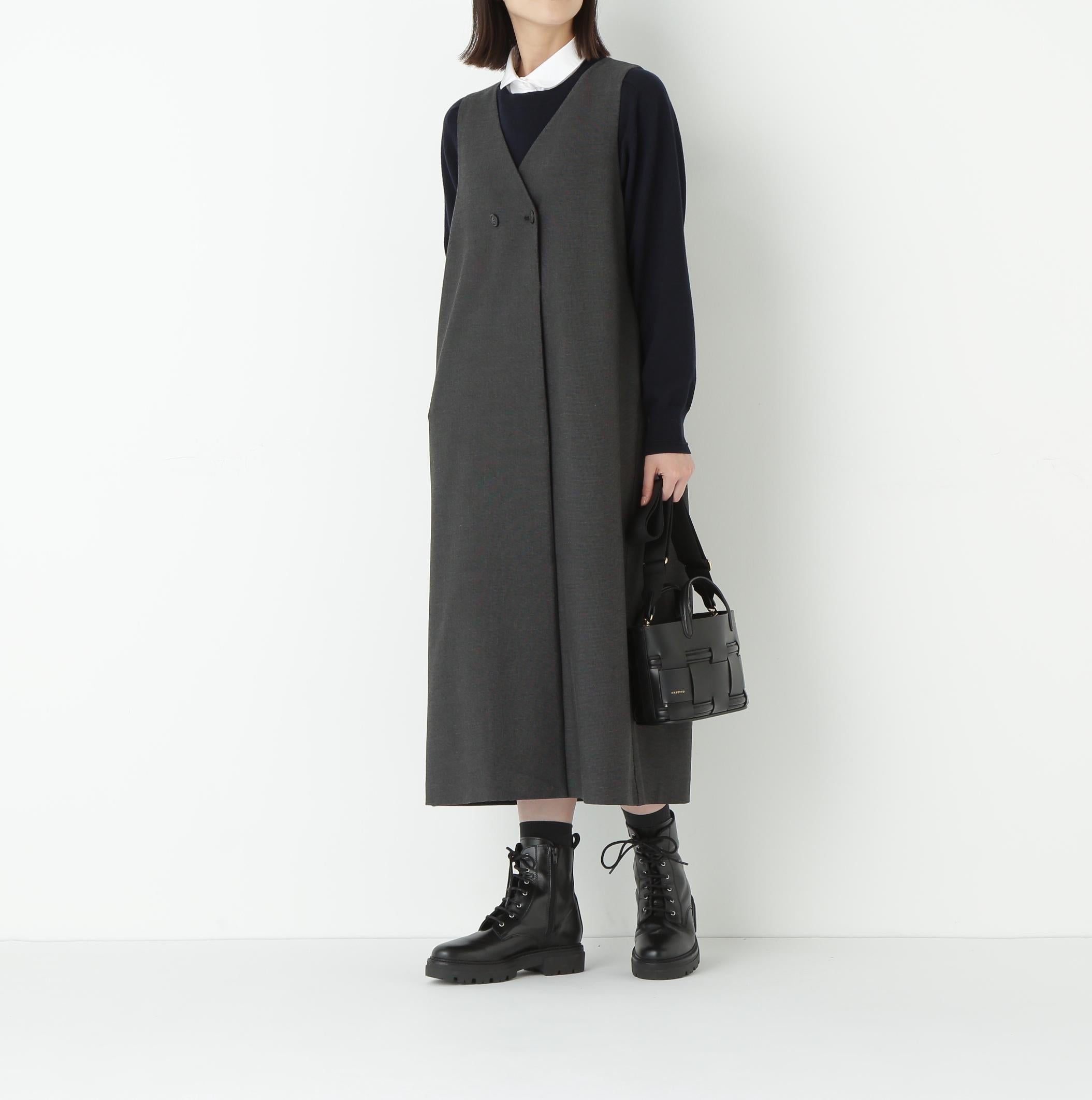 TRストレッチVネックジャンスカ ブラック3