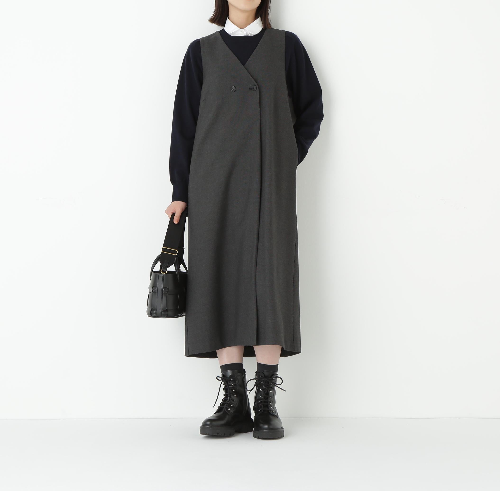 TRストレッチVネックジャンスカ ブラック3