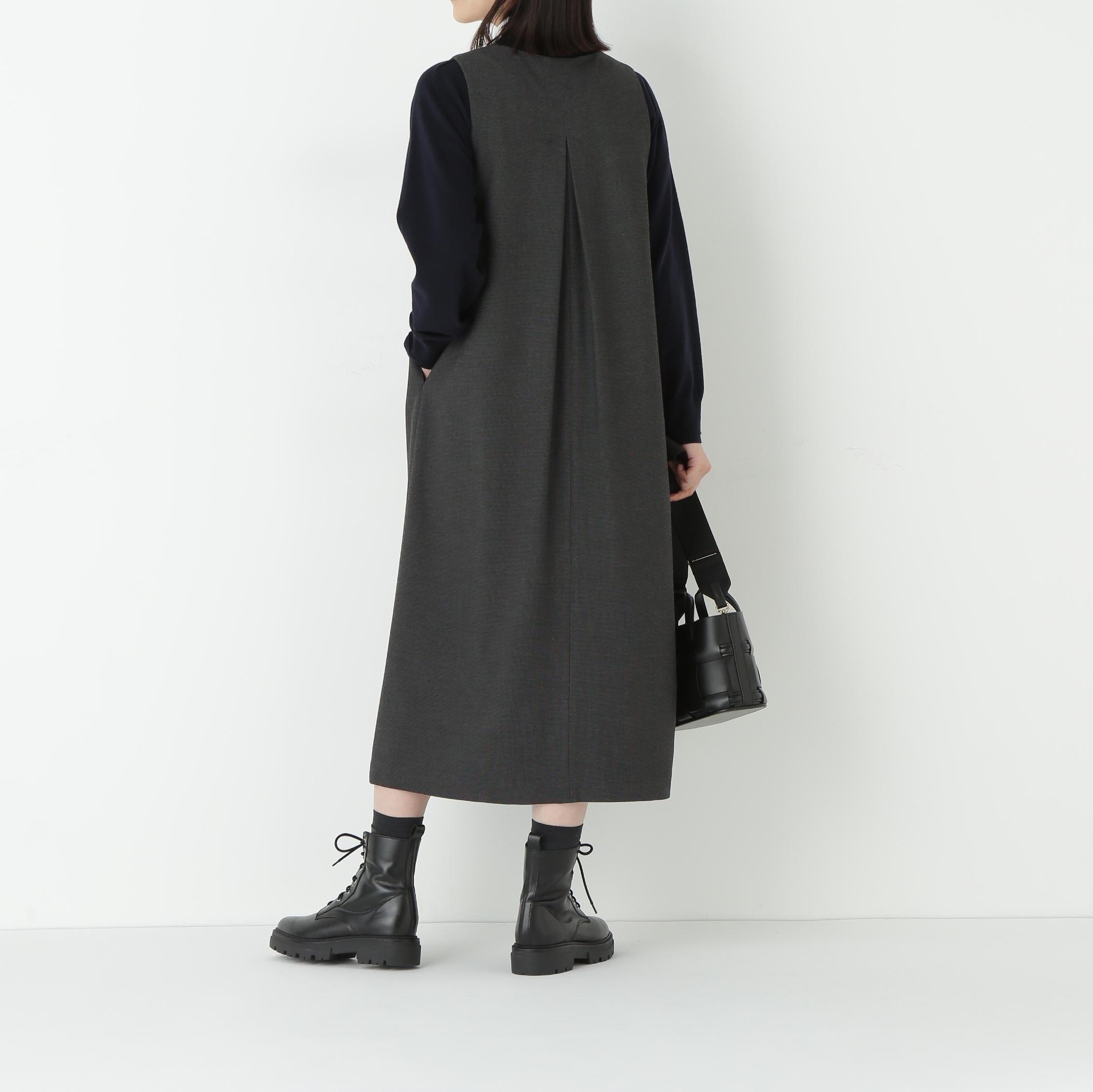 TRストレッチVネックジャンスカ ブラック3