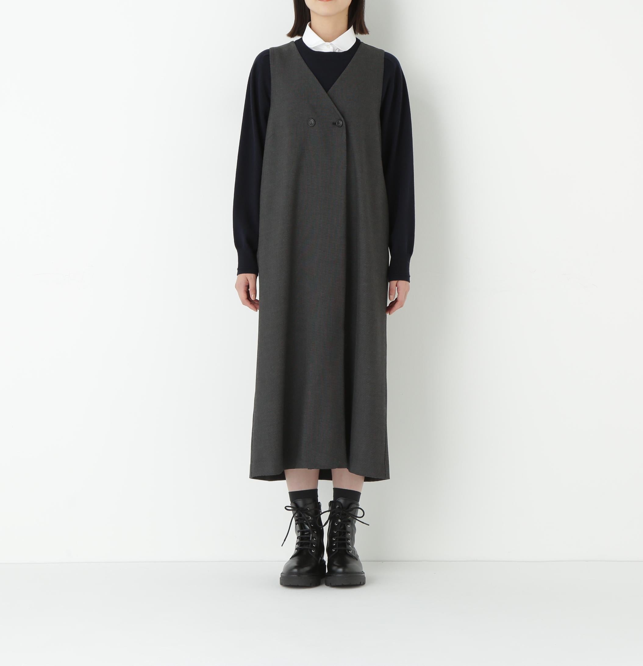 TRストレッチVネックジャンスカ ブラック3