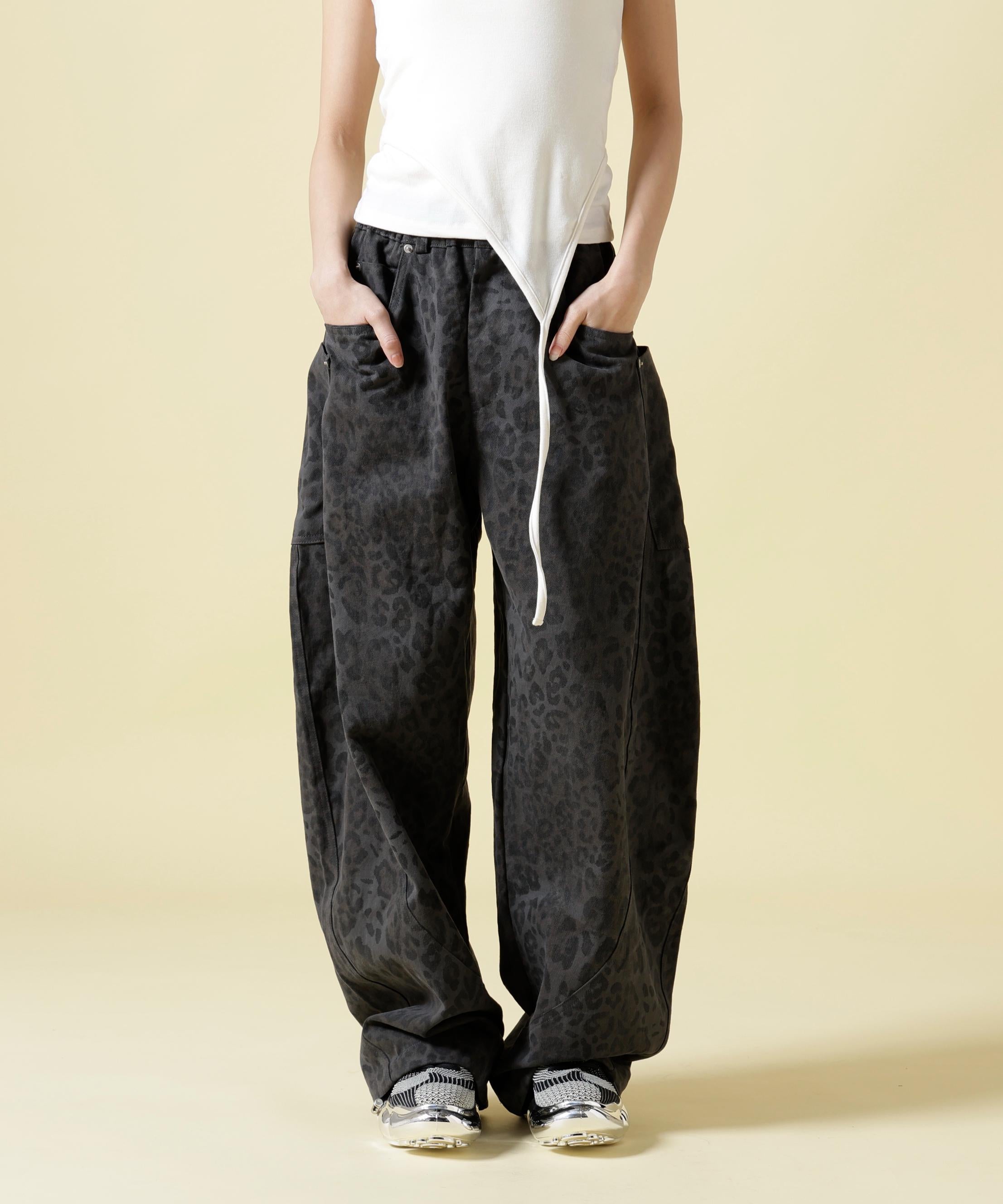 SIS/エスアイエス/Leopard Wide Pants ブラック