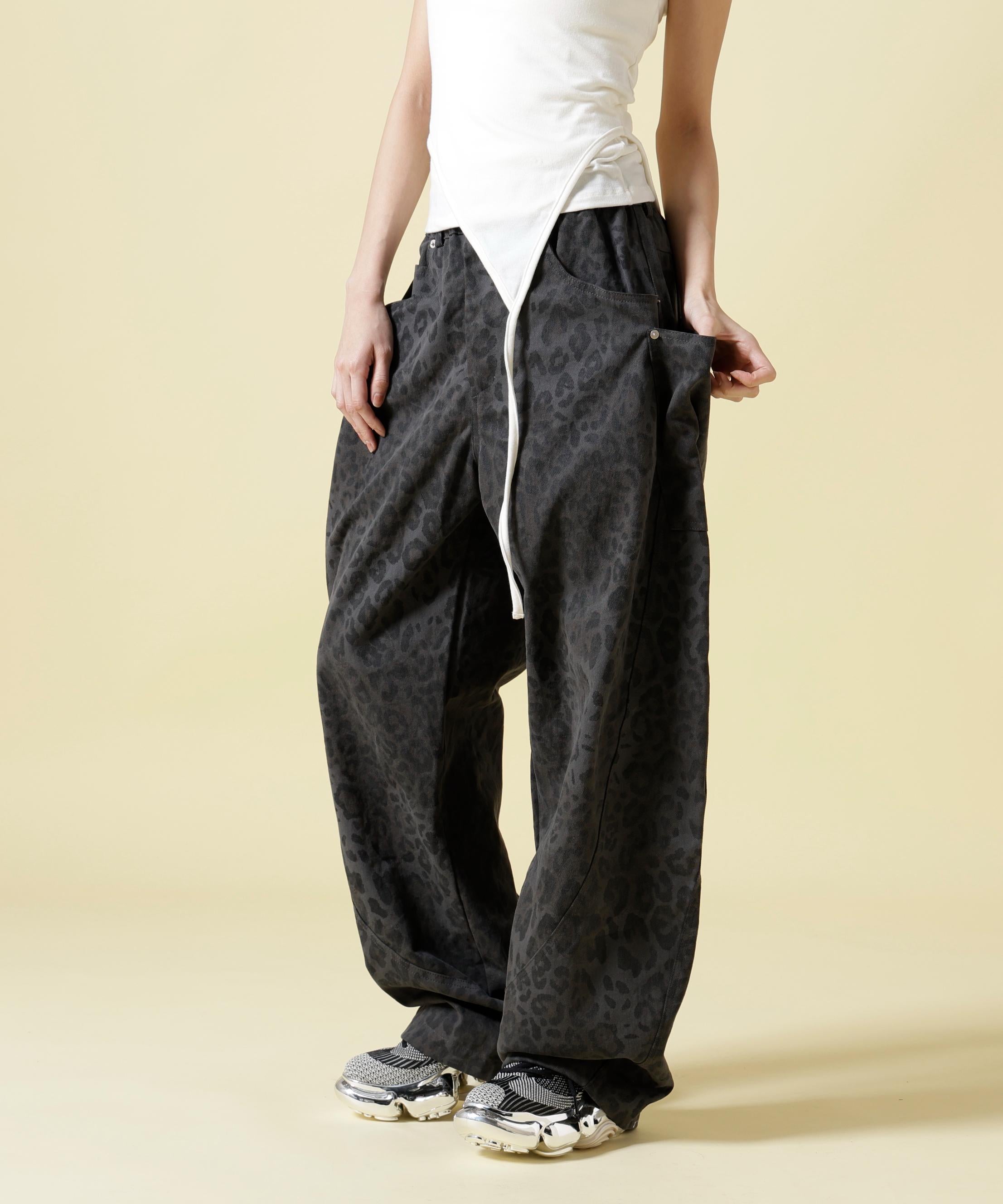SIS/エスアイエス/Leopard Wide Pants ブラック