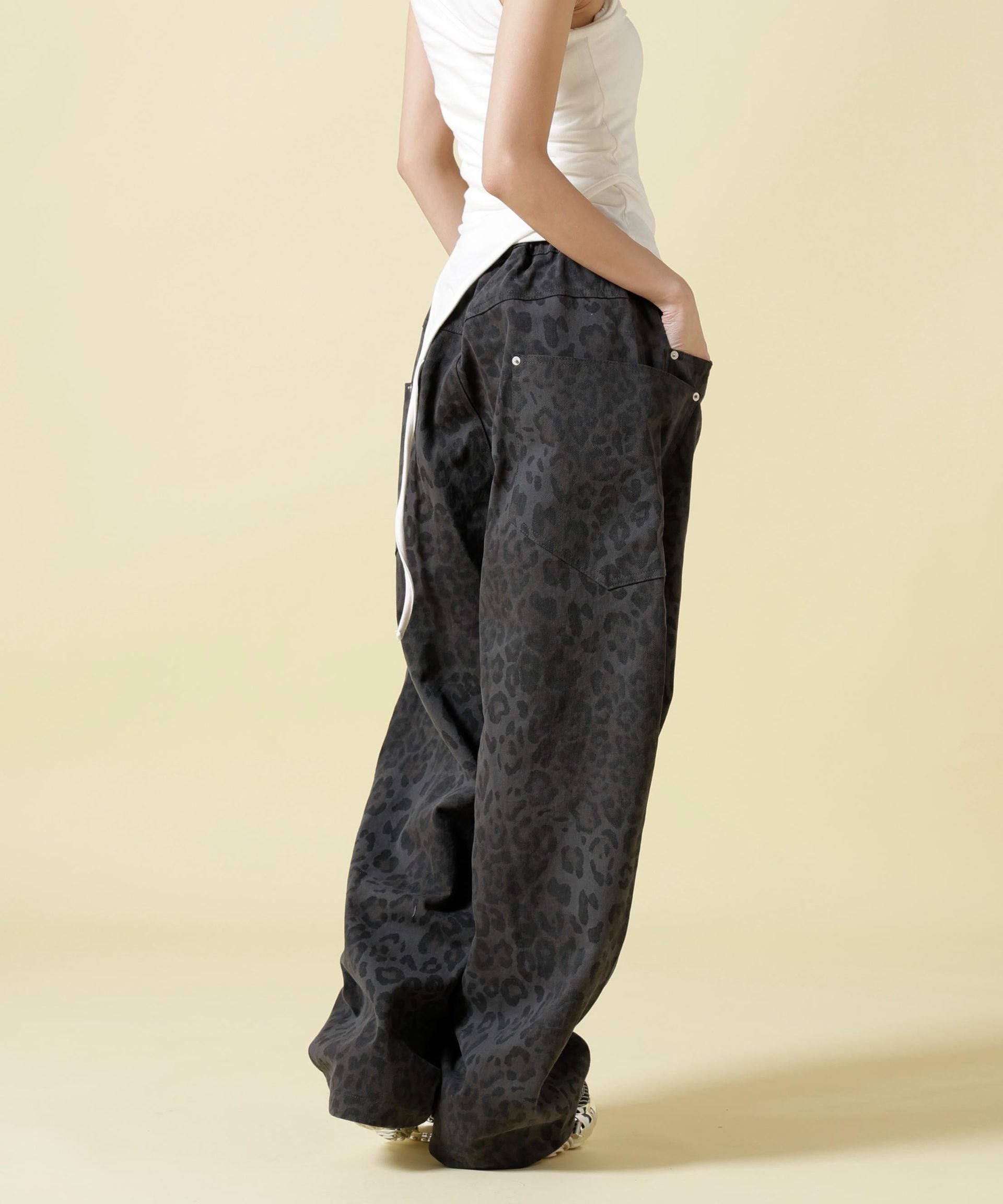 SIS/エスアイエス/Leopard Wide Pants ブラック