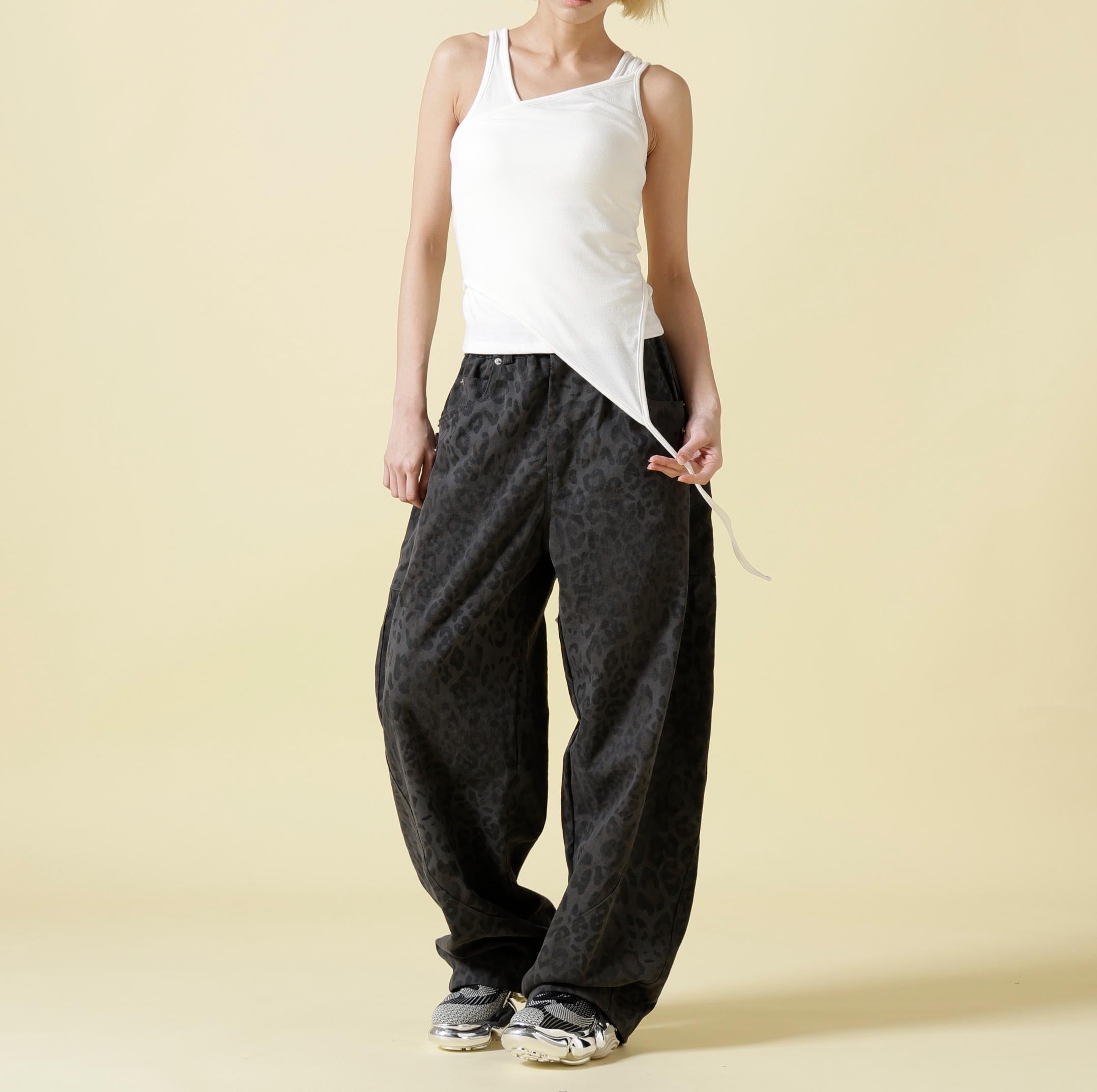 SIS/エスアイエス/Leopard Wide Pants ブラック