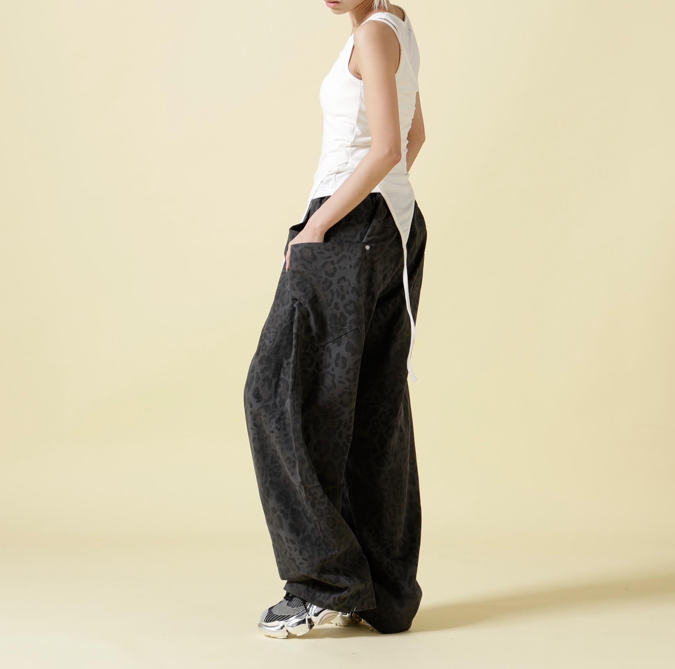 SIS/エスアイエス/Leopard Wide Pants ブラック
