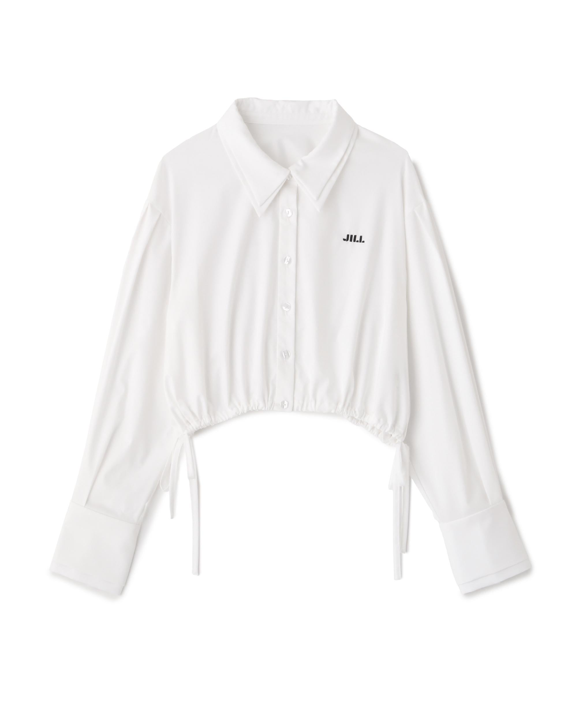 サイドリボンダブルカラーシャツ ホワイト