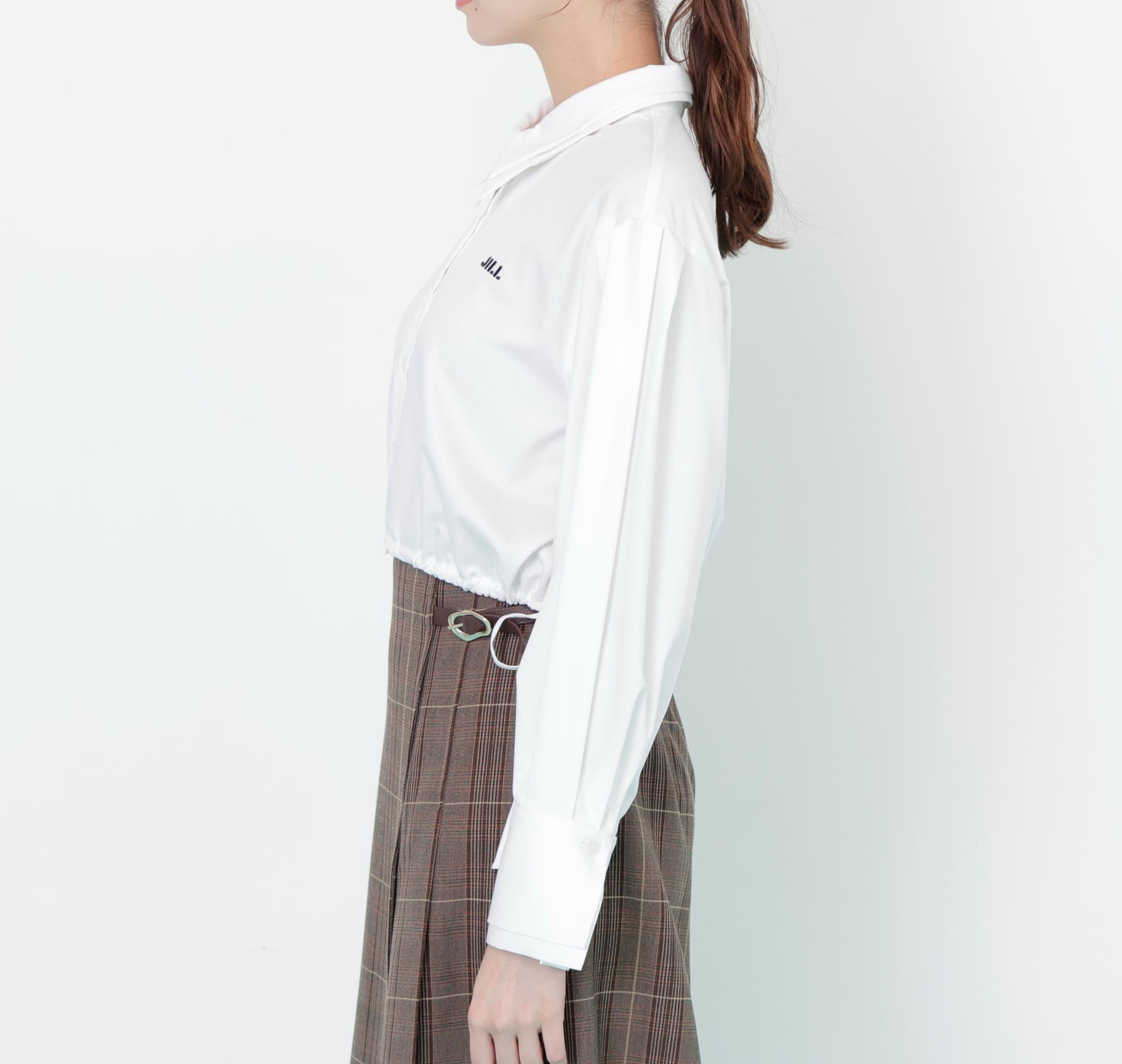 サイドリボンダブルカラーシャツ ホワイト