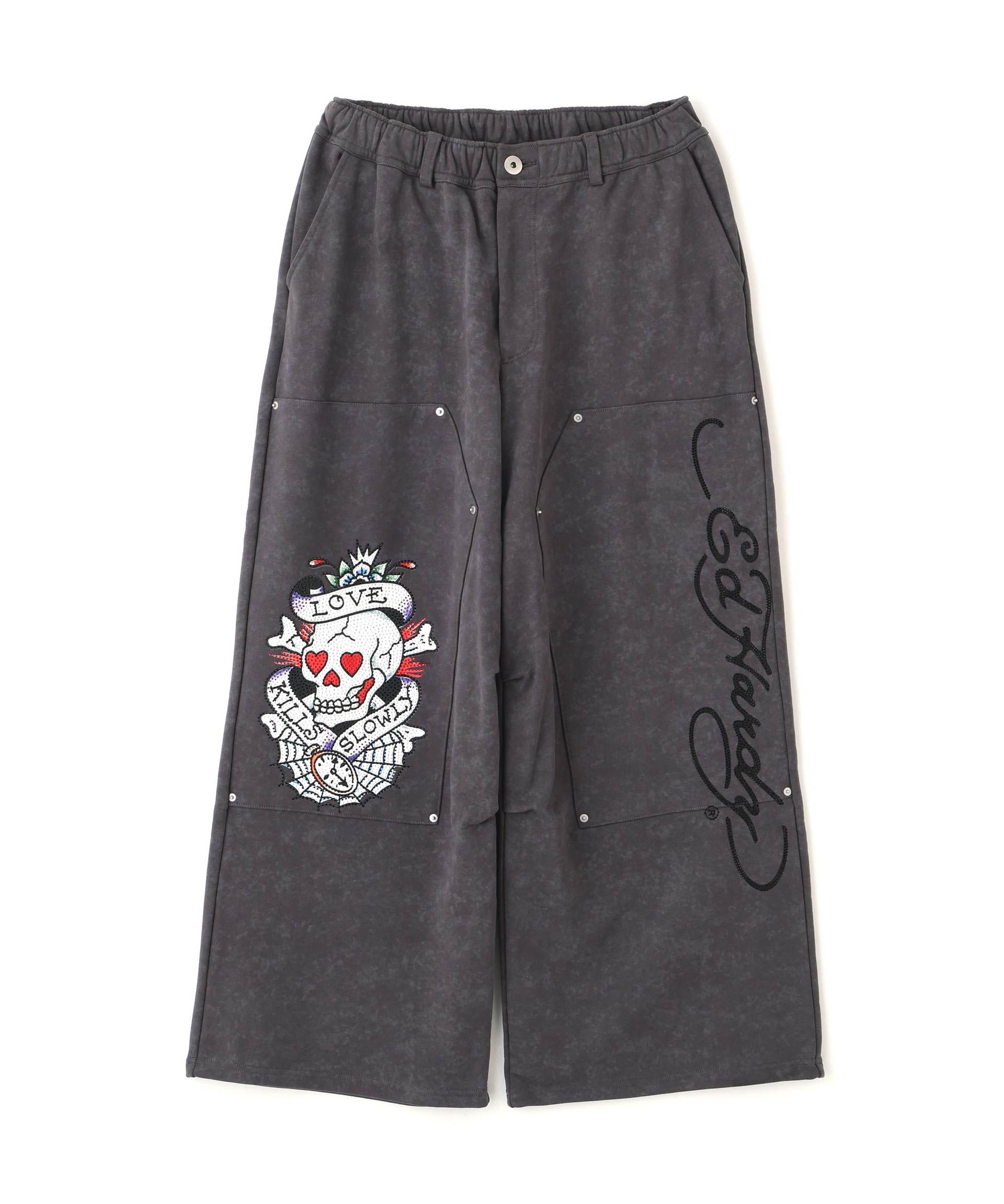 FR(13)NDS × Ed Hardy/フレンズ × エド・ハーディ/コラボ ダブルニースウェットパンツ グレー