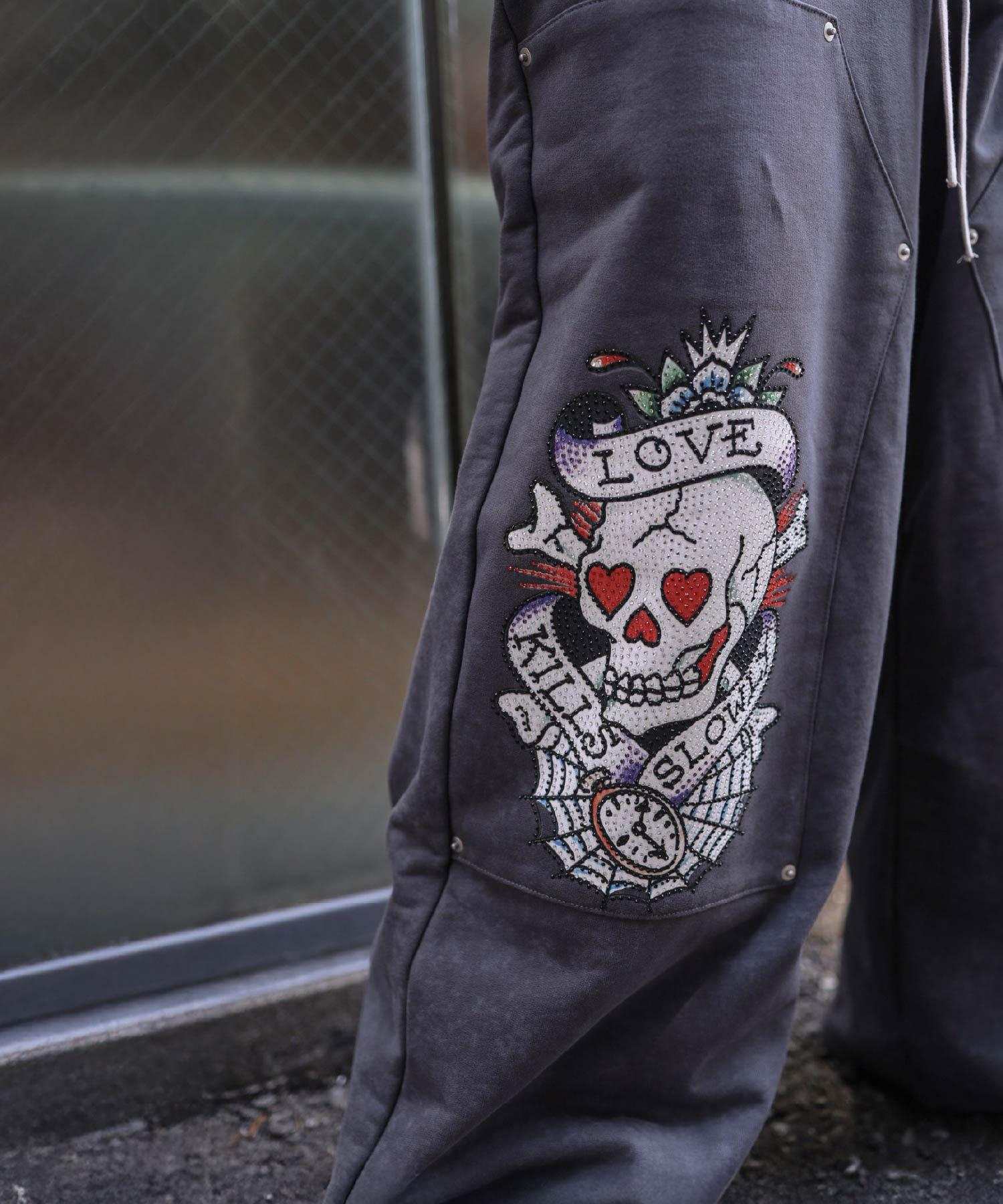 FR(13)NDS × Ed Hardy/フレンズ × エド・ハーディ/コラボ ダブルニースウェットパンツ グレー