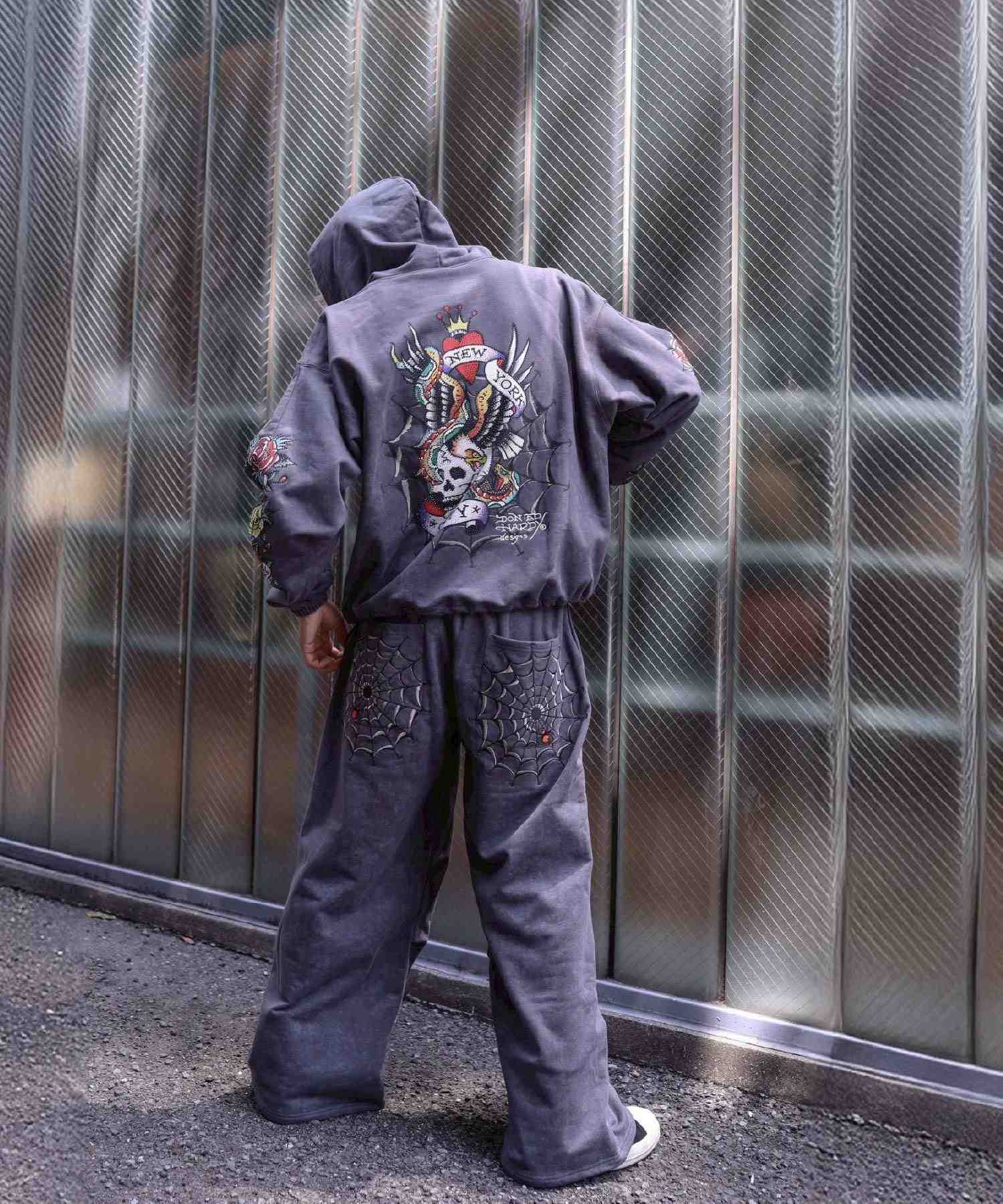 FR(13)NDS × Ed Hardy/フレンズ × エド・ハーディ/コラボ ダブルニースウェットパンツ グレー