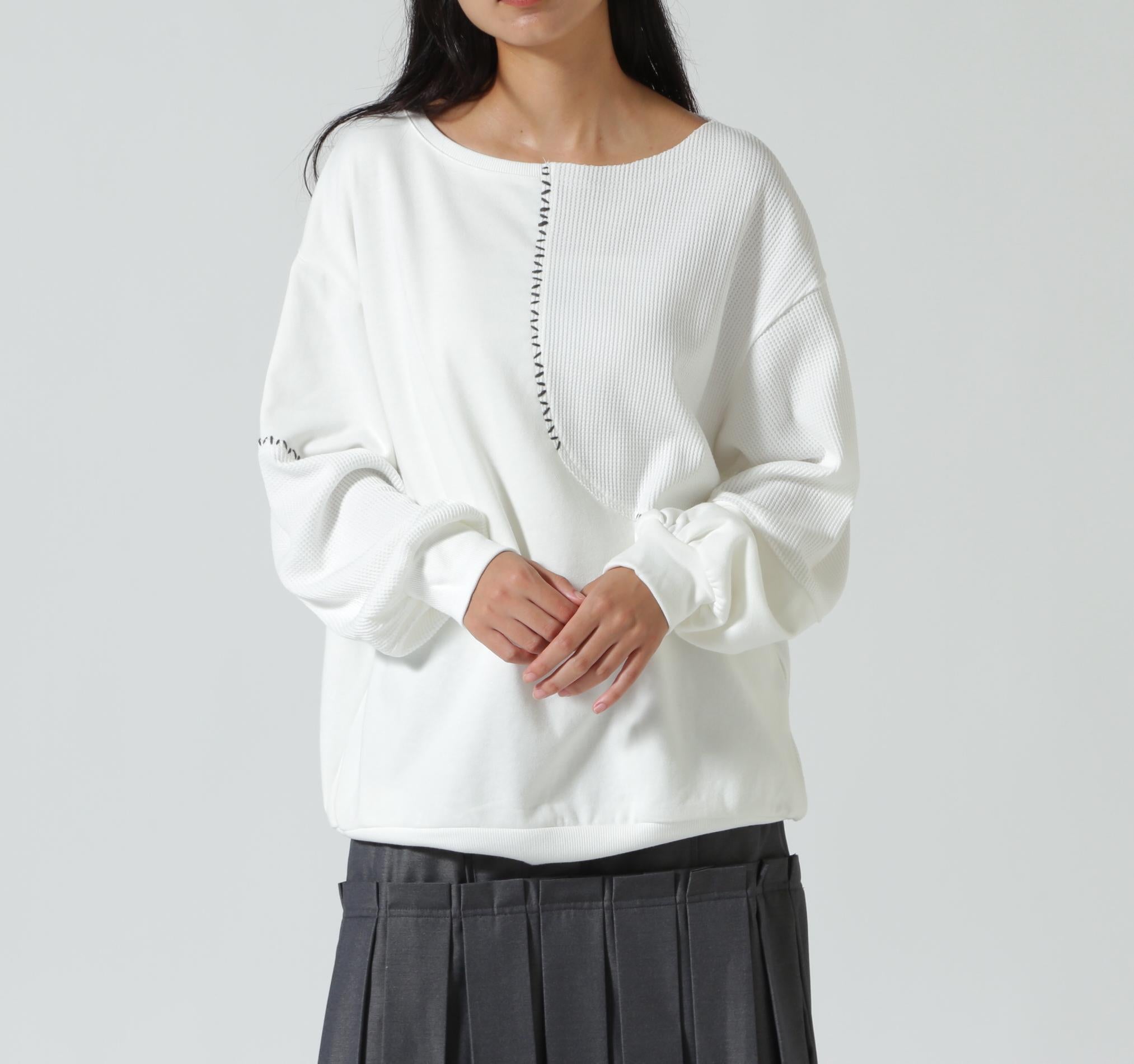 AULA AILA/アウラアイラ/別注ステッチデザインプルオーバー オフホワイト3