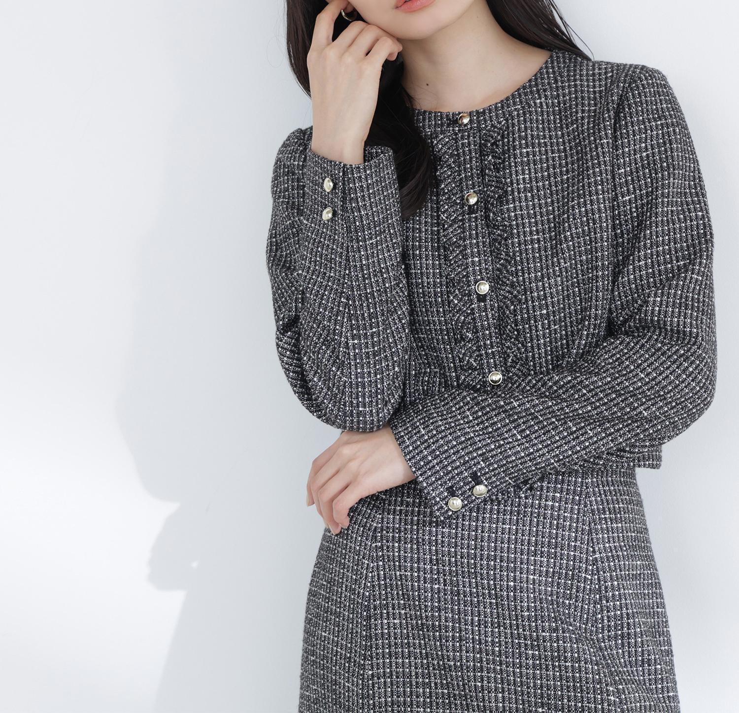 スプリングツイード SETUP ジャケット クロ系2