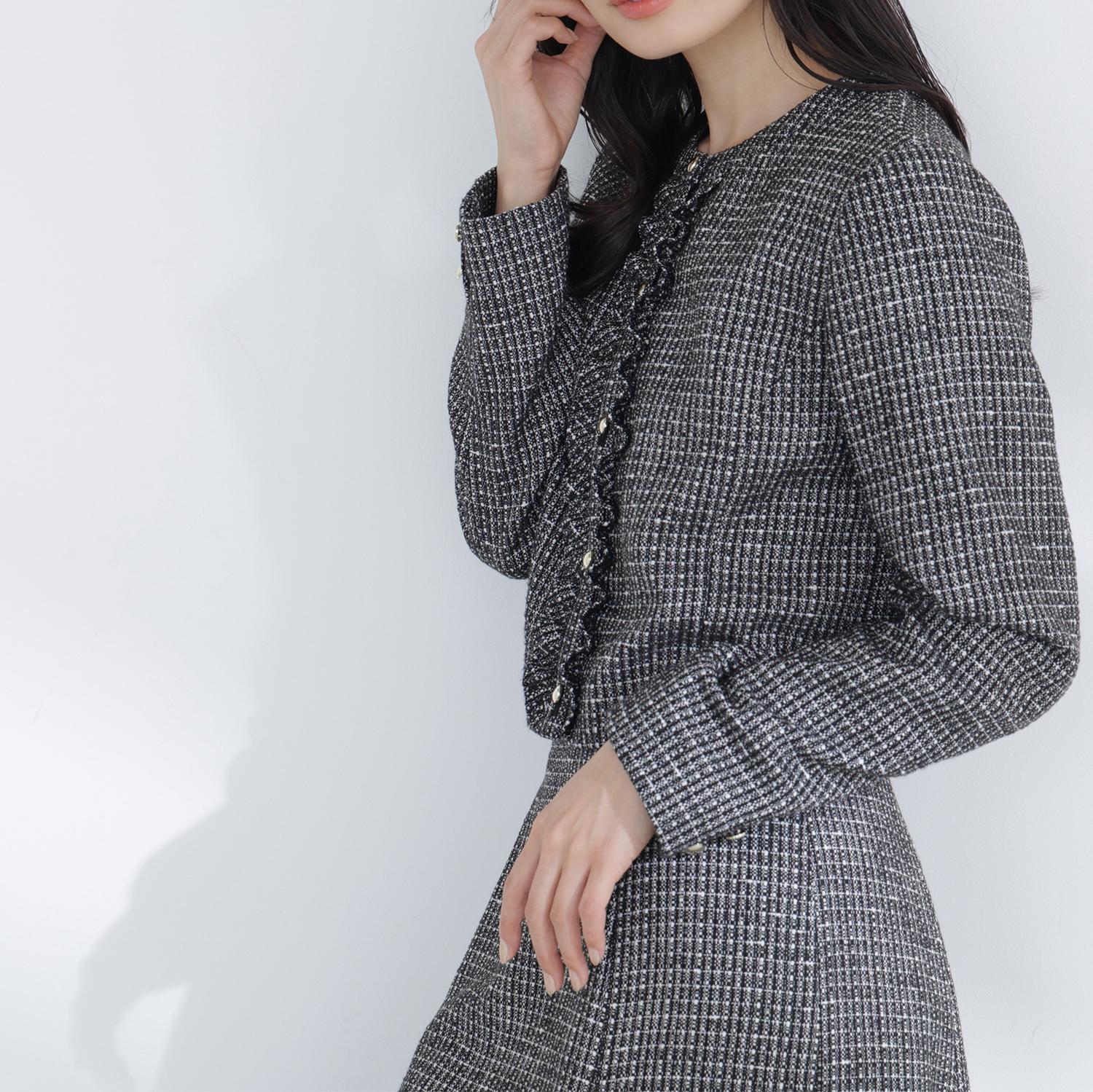 スプリングツイード SETUP ジャケット クロ系2