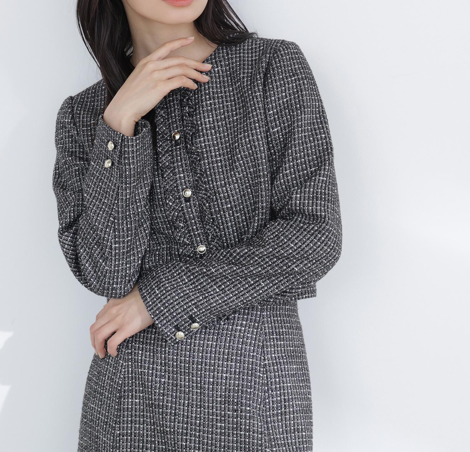 スプリングツイード SETUP ジャケット クロ系2