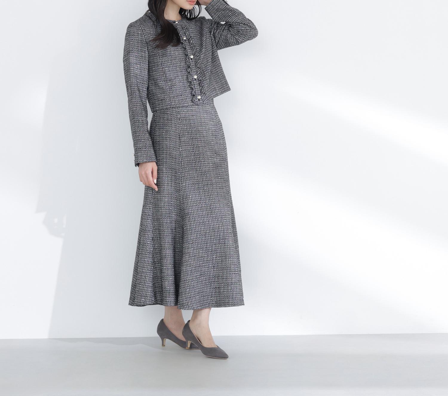 スプリングツイード SETUP ジャケット クロ系2