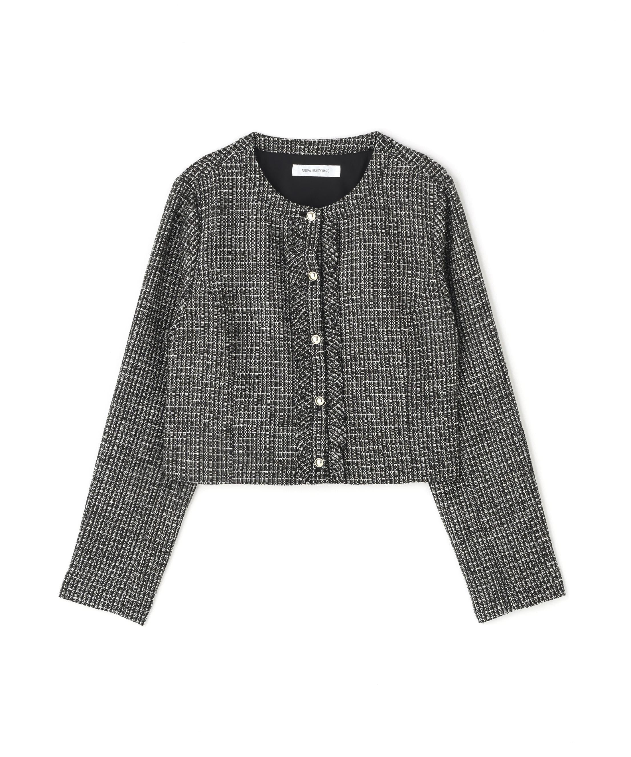 スプリングツイード SETUP ジャケット クロ系2