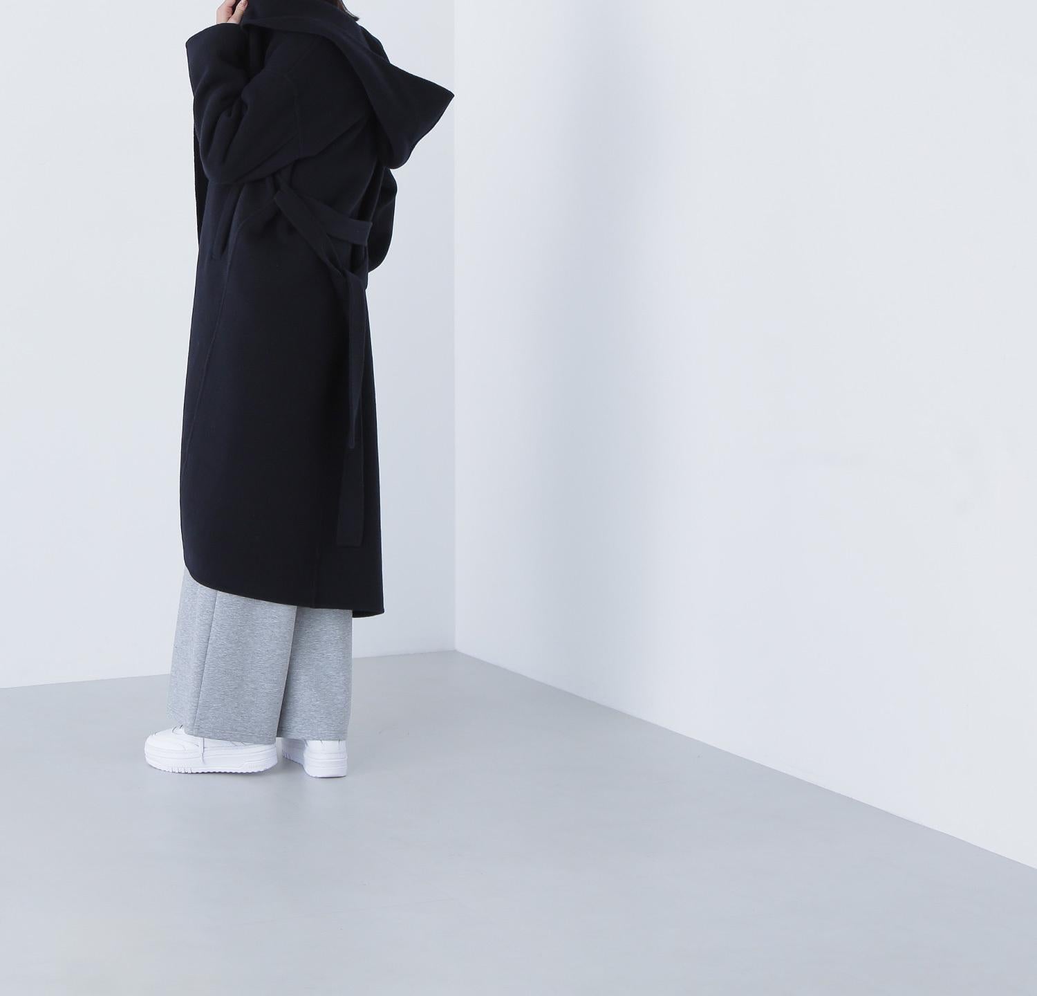 フーデッドロングコート ネイビー