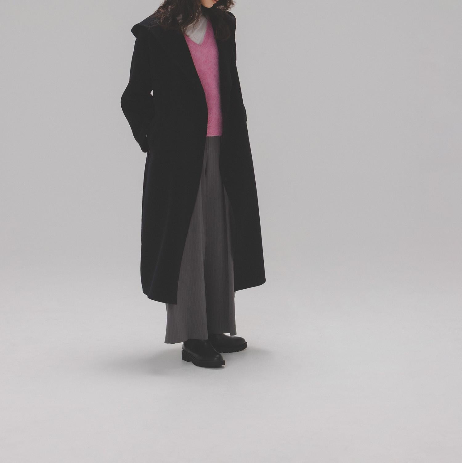 フーデッドロングコート ネイビー