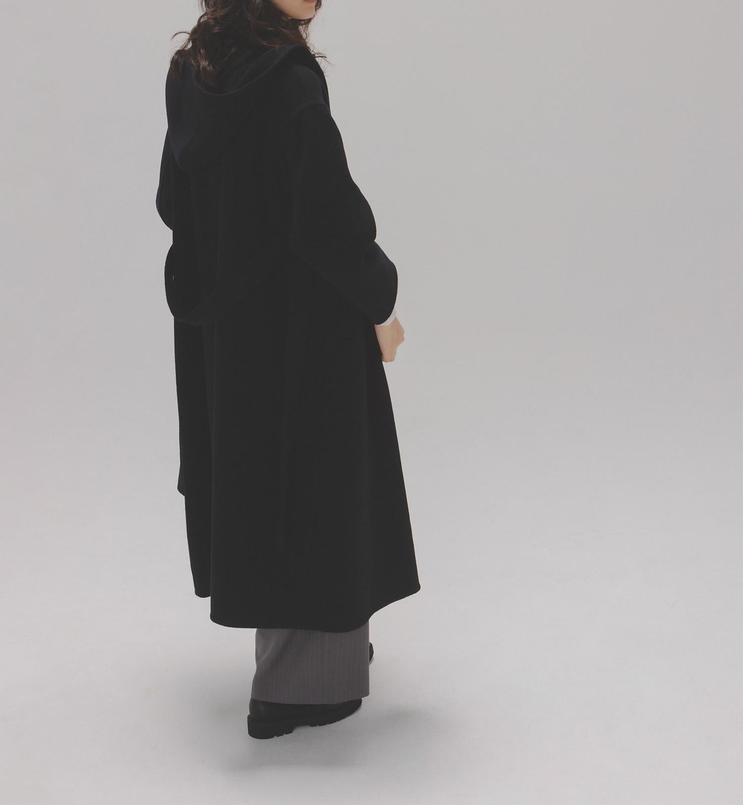 フーデッドロングコート ネイビー