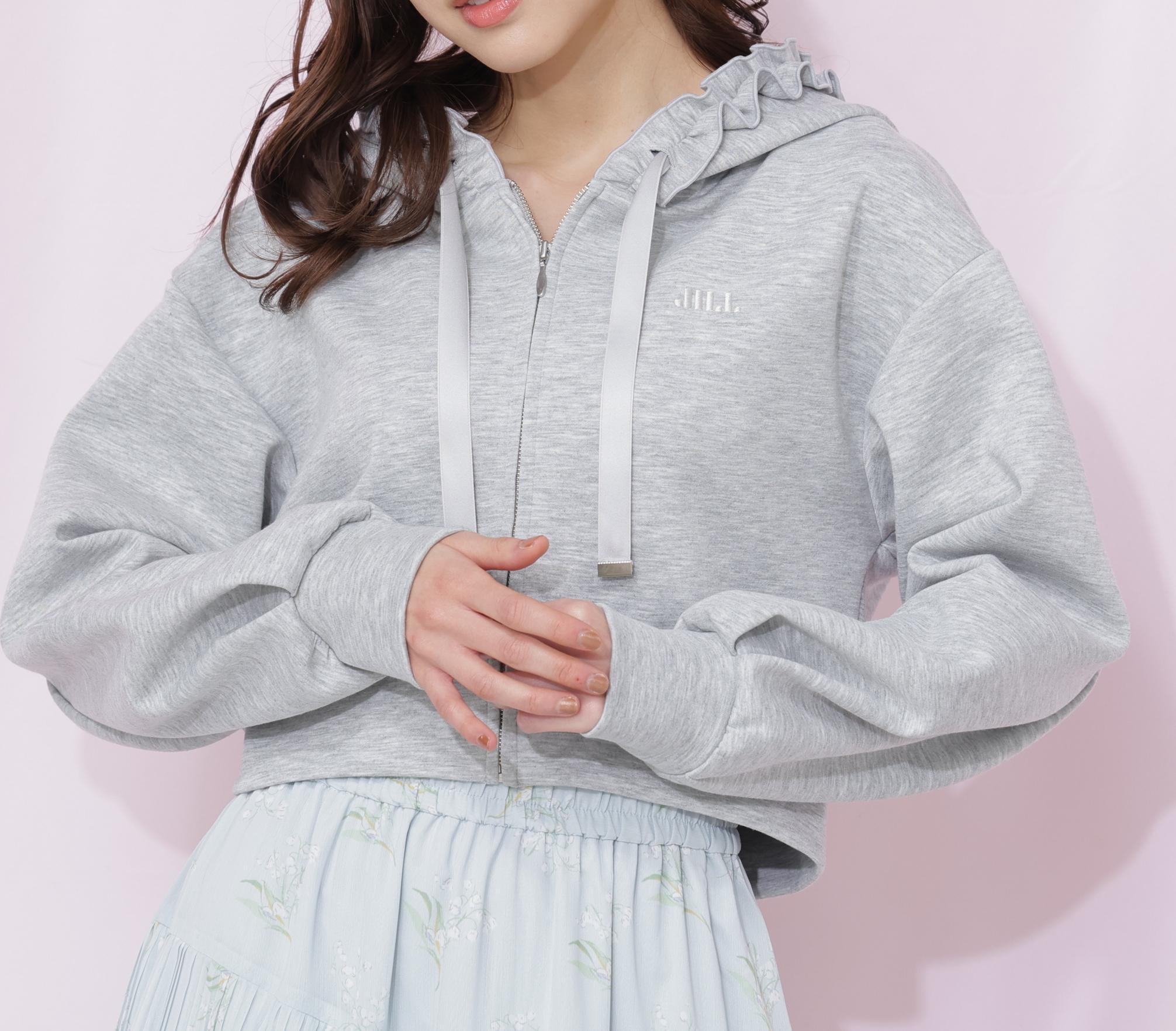 ダイバーセットアップ フリルパーカー グレー