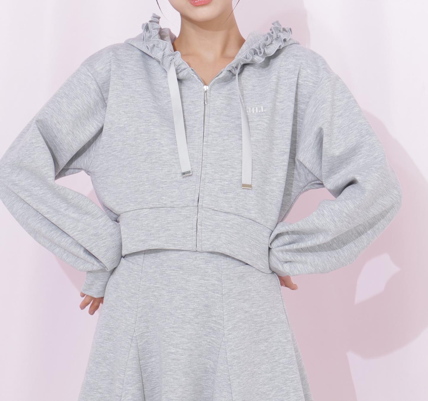 ダイバーセットアップ フリルパーカー グレー