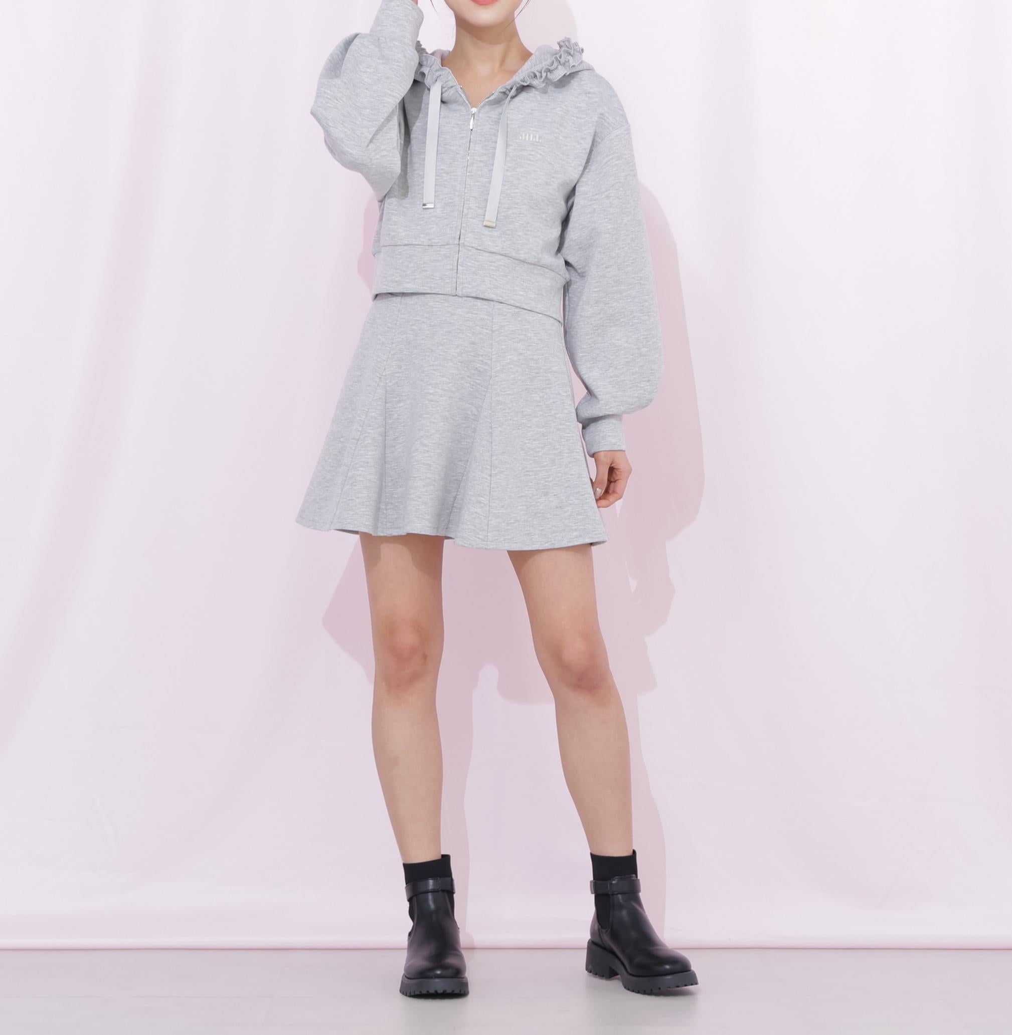 ダイバーセットアップ フリルパーカー グレー