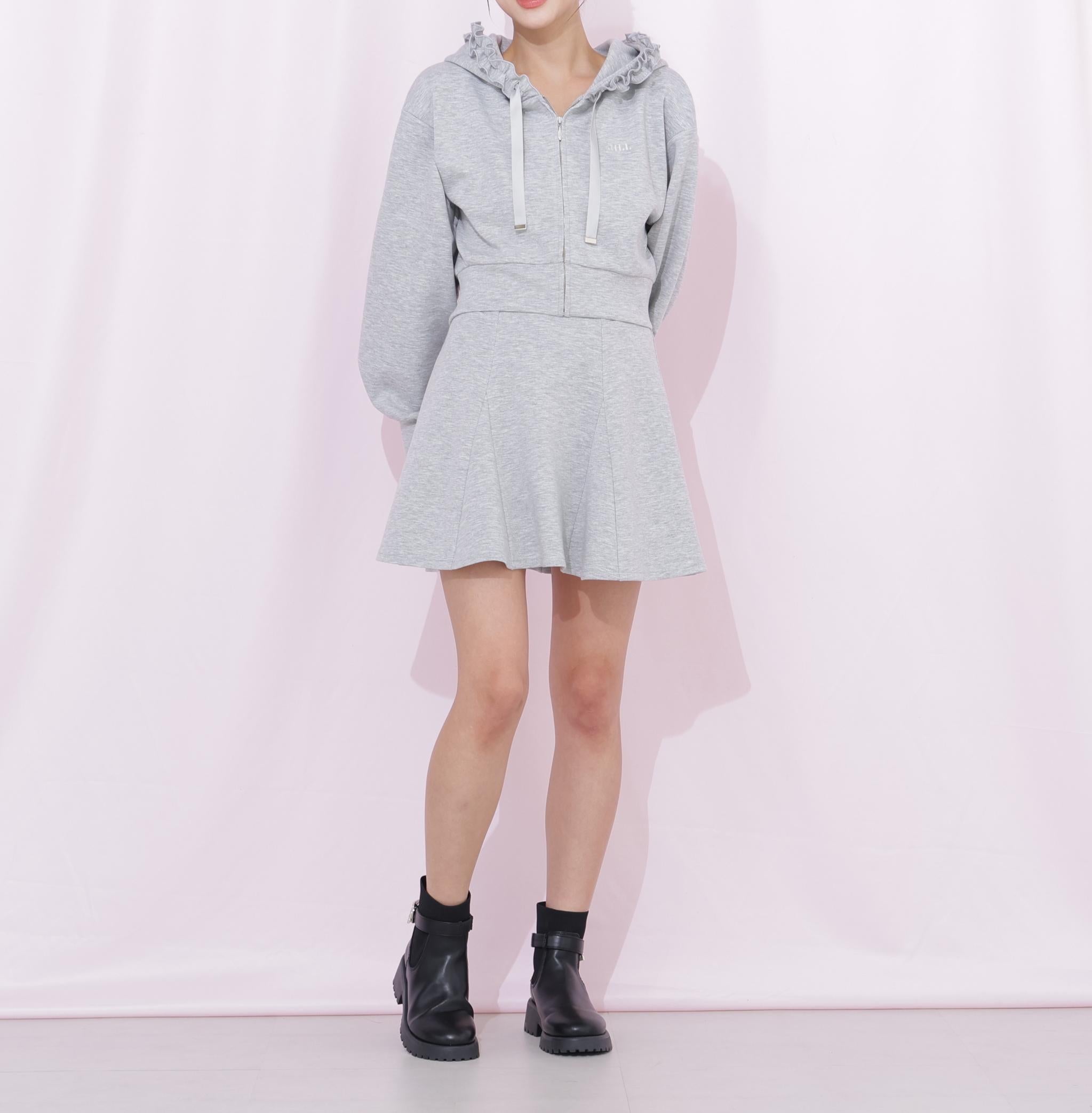 ダイバーセットアップ フリルパーカー グレー