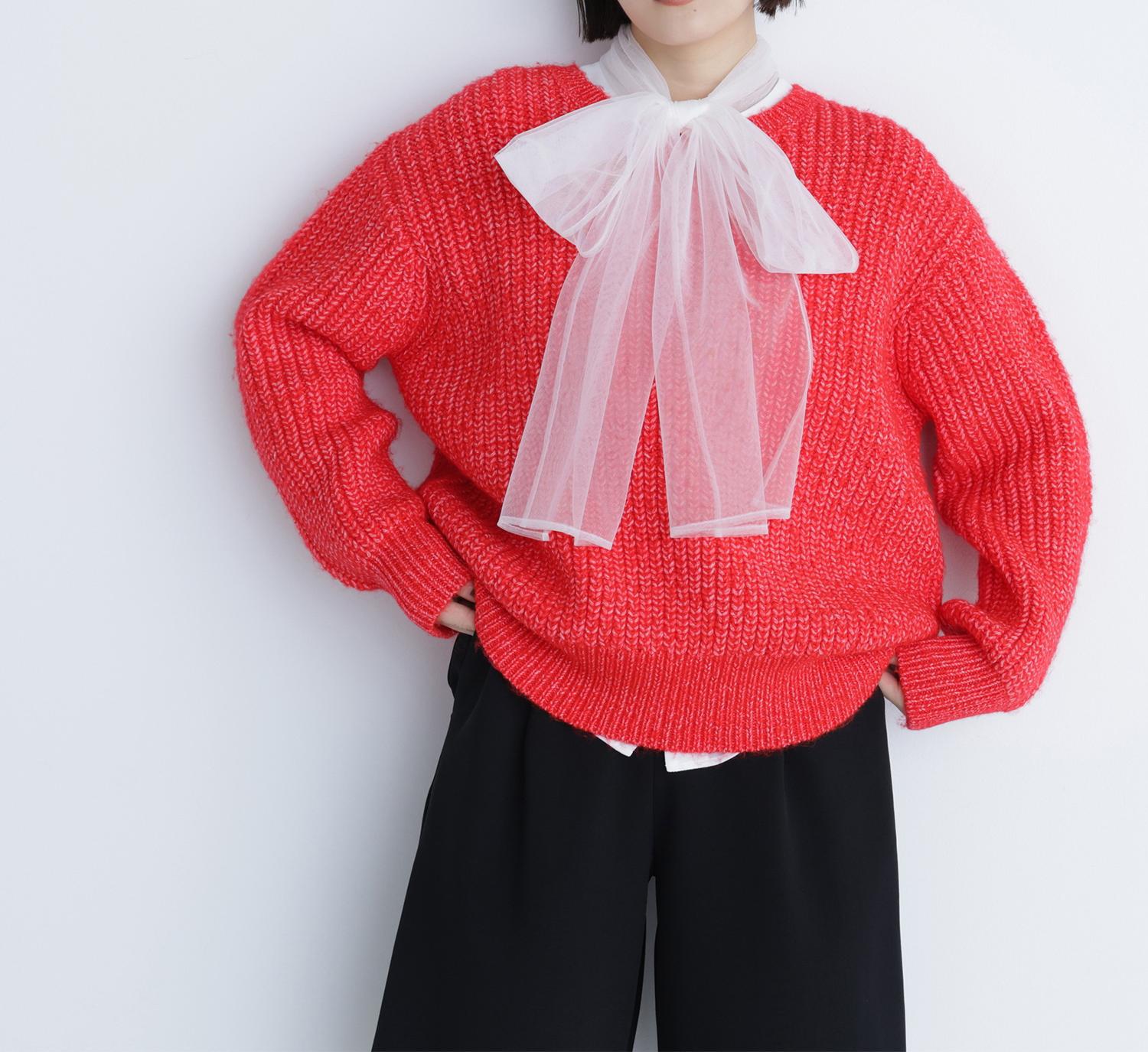 ローゲージボクシーニット レッド