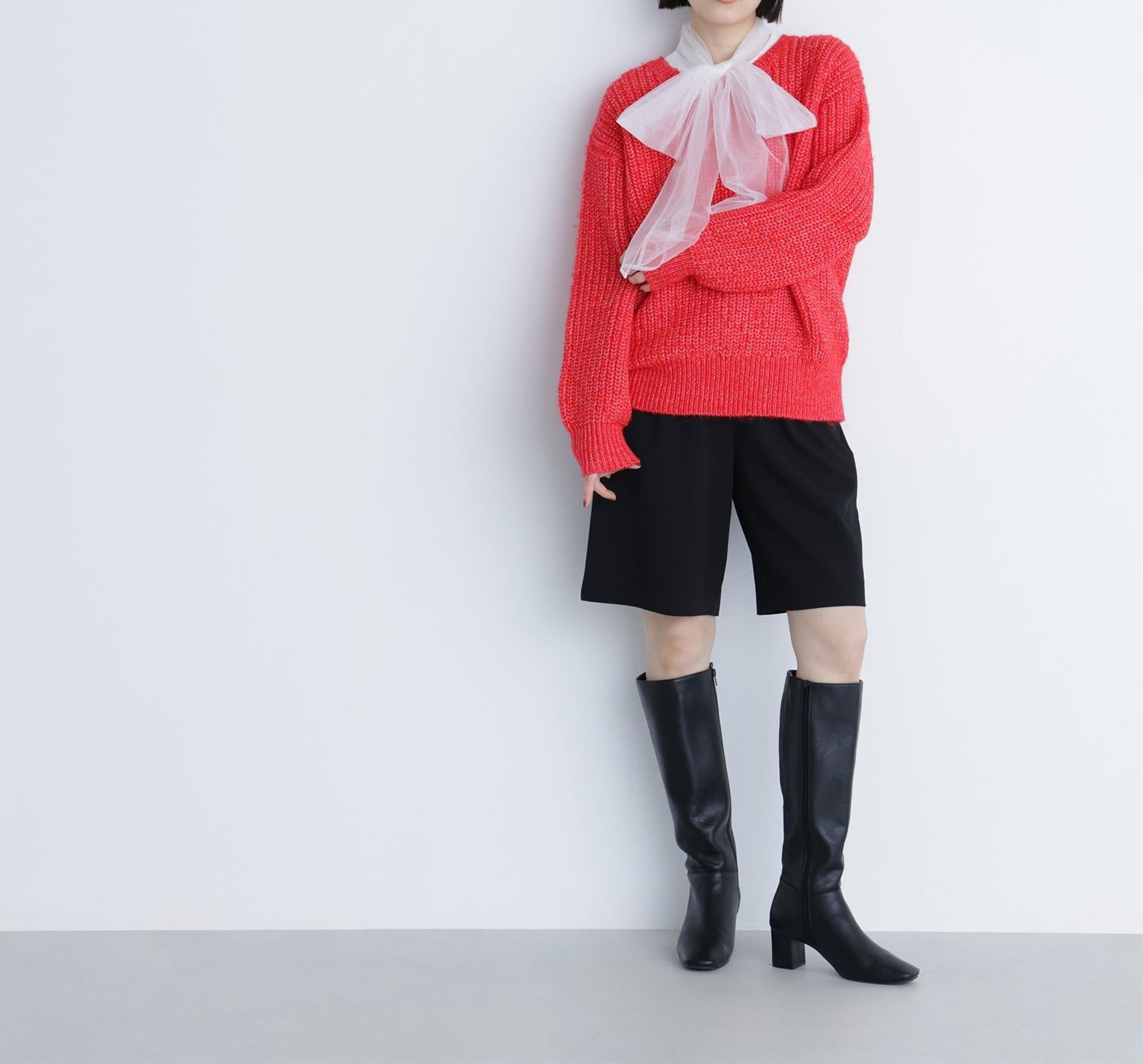 ローゲージボクシーニット レッド