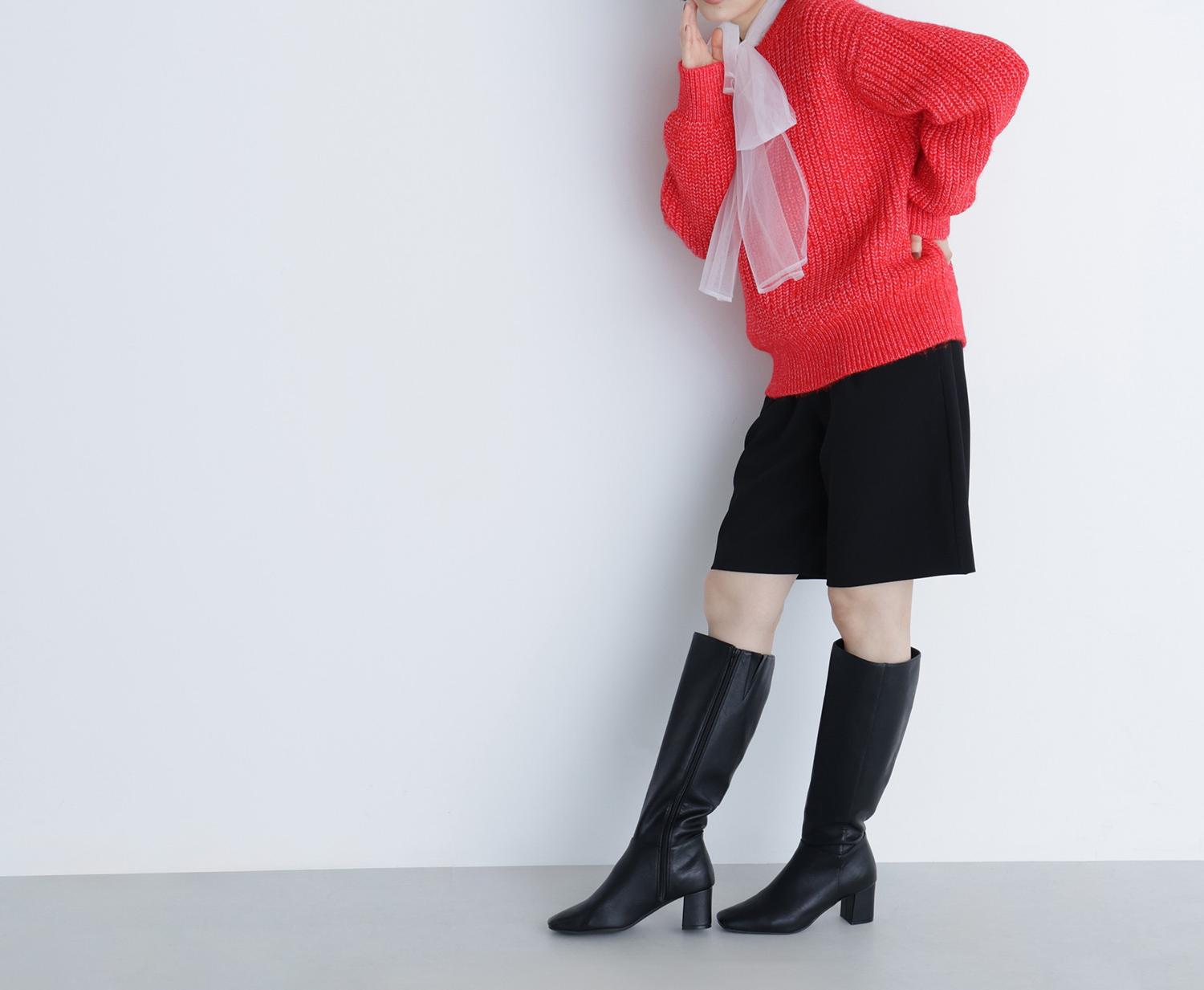 ローゲージボクシーニット レッド