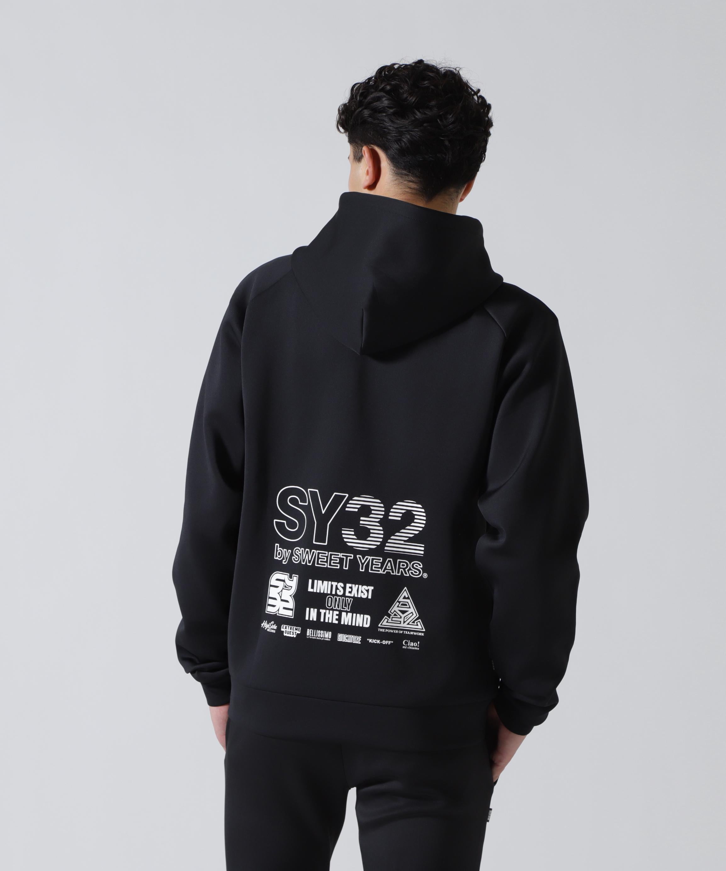 SY32 by SWEET YEARS /エスワイサーティトゥ バイ スィートイヤーズ/DOUBLE KNIT MULTI LOGO ZIP ブラック