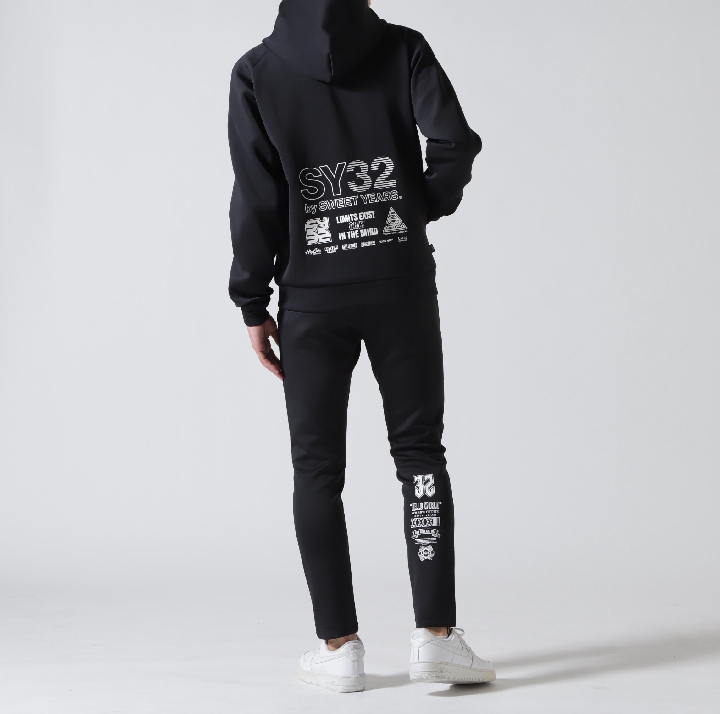 SY32 by SWEET YEARS /エスワイサーティトゥ バイ スィートイヤーズ/DOUBLE KNIT MULTI LOGO ZIP ブラック
