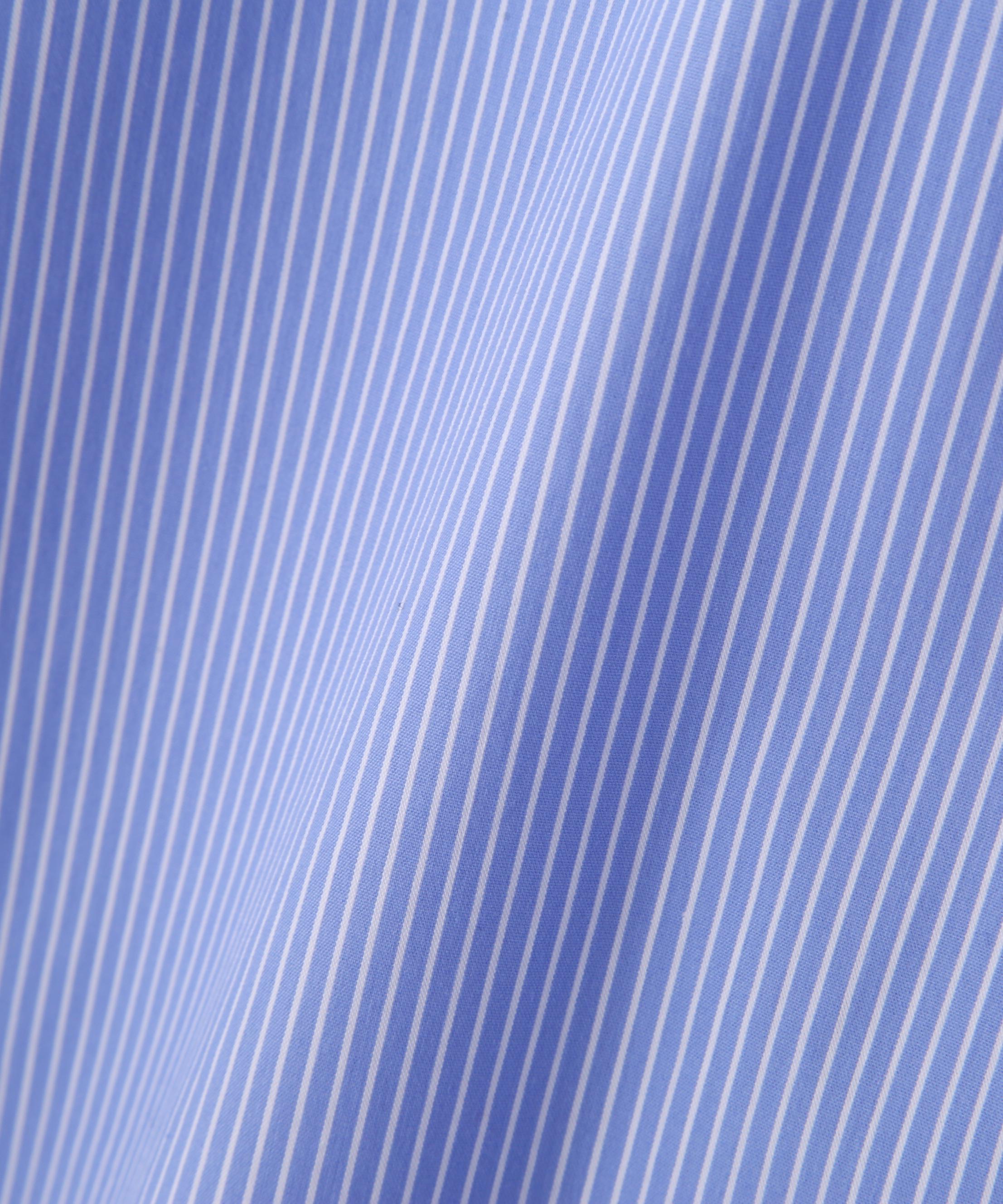 袖ドロストティアードシャツミニワンピース ブルーストライプ1