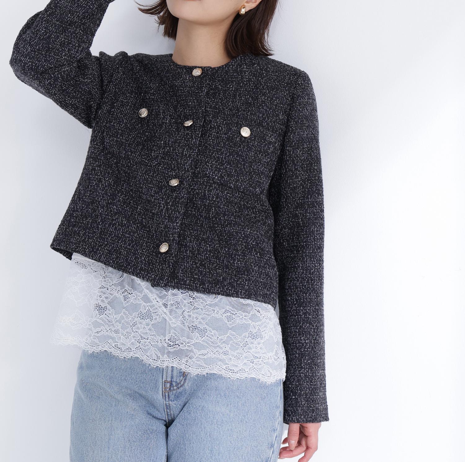 レースドッキングカットソー オフホワイト1