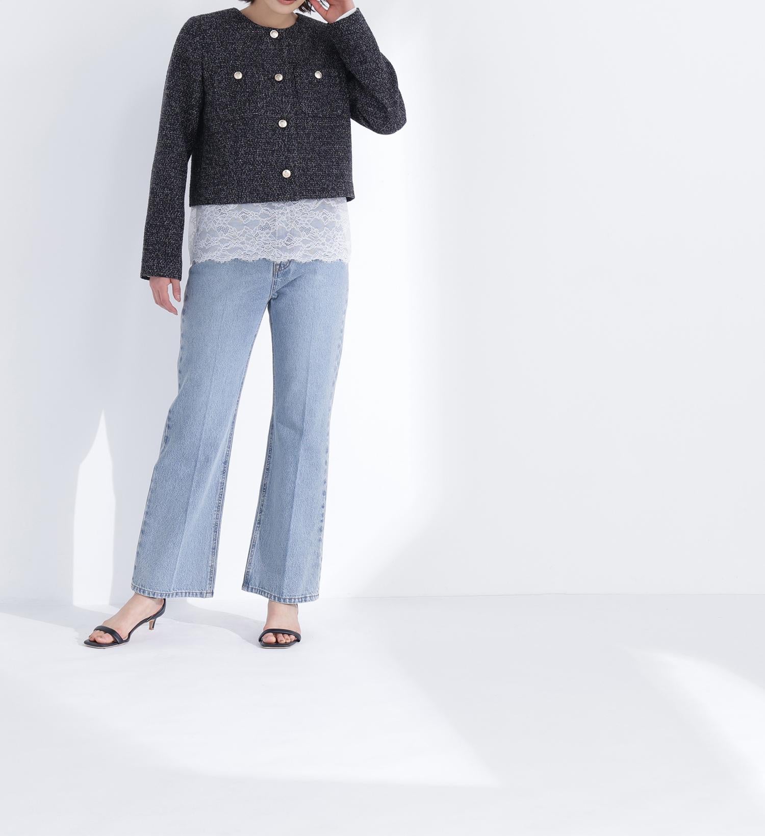 レースドッキングカットソー オフホワイト1