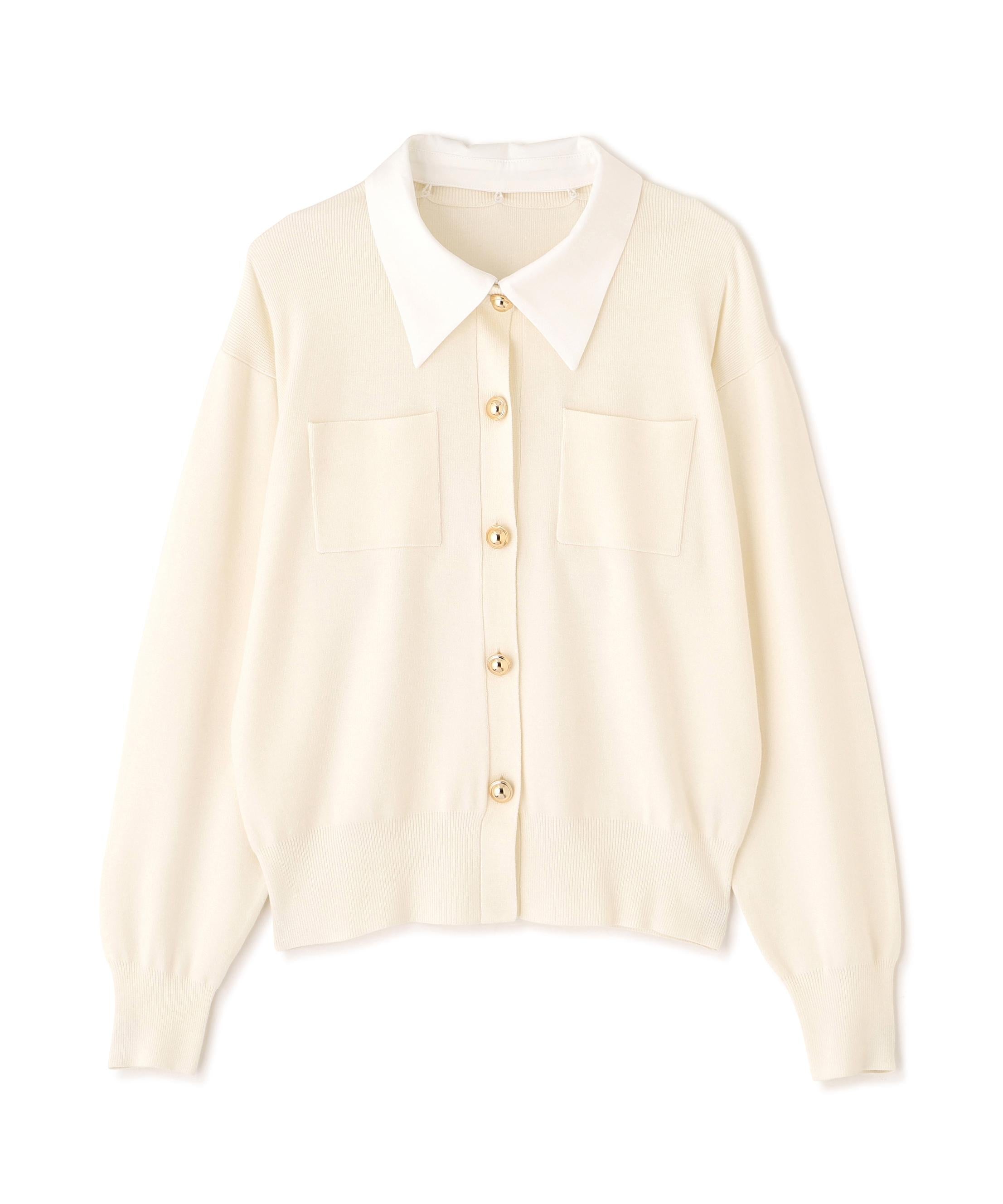 2wayカラーニットカーディガン オフホワイト1