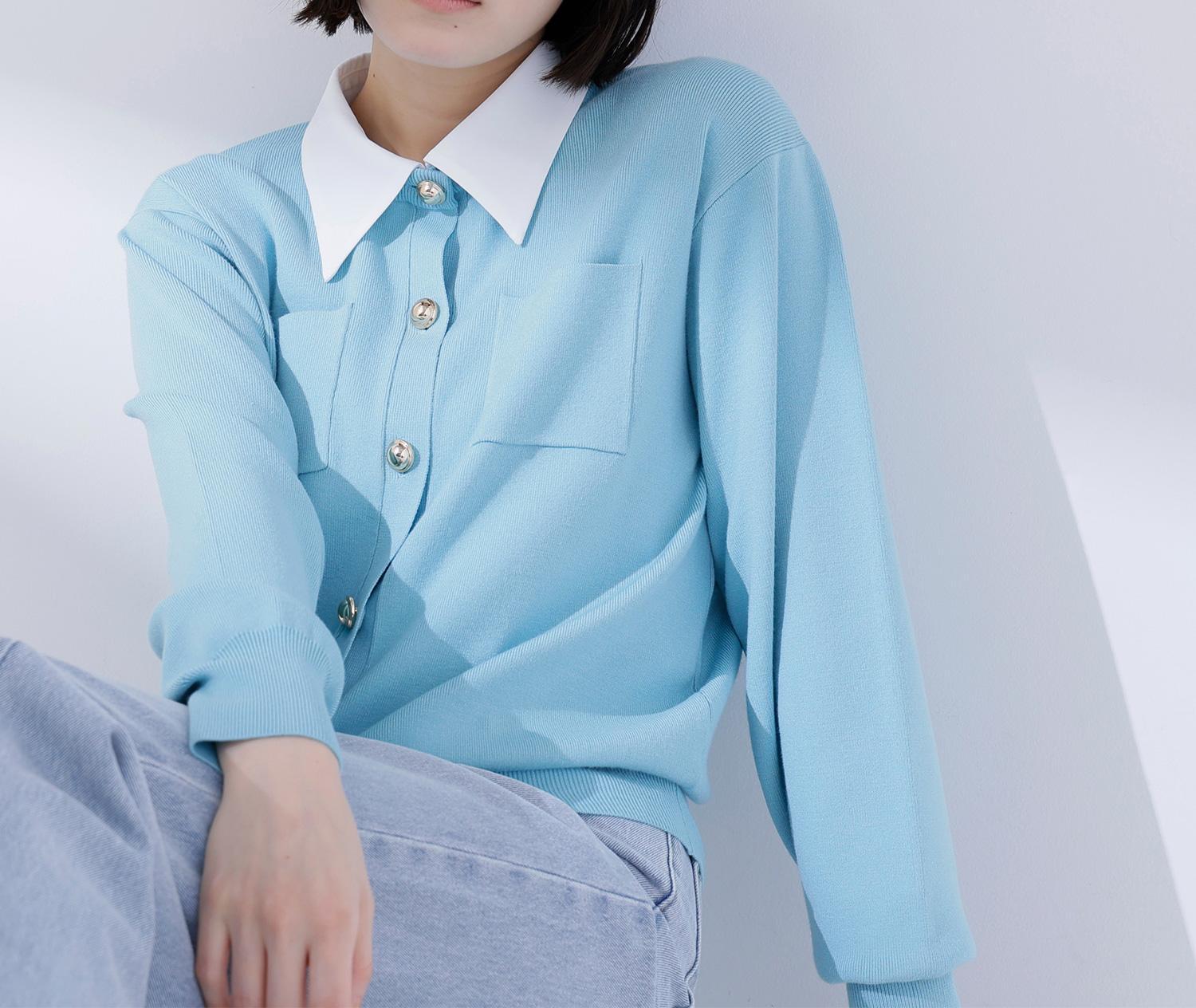 2wayカラーニットカーディガン ライトブルー