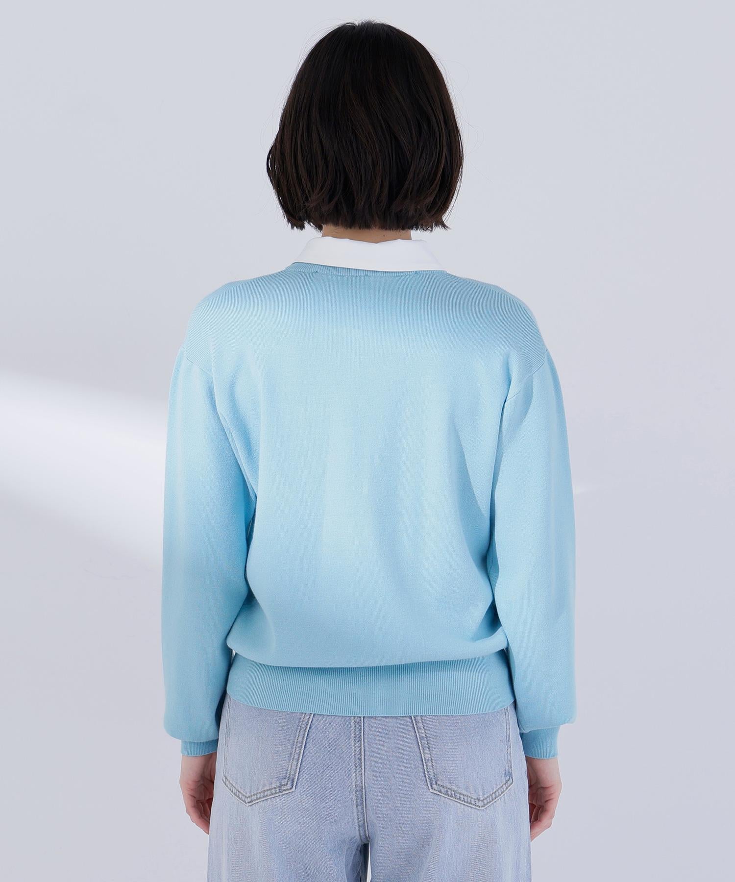 2wayカラーニットカーディガン ライトブルー