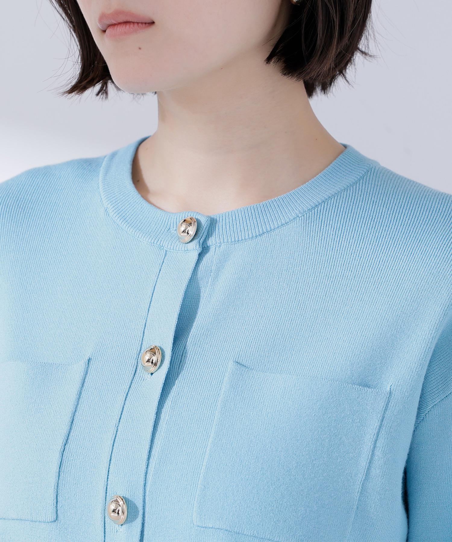 2wayカラーニットカーディガン ライトブルー