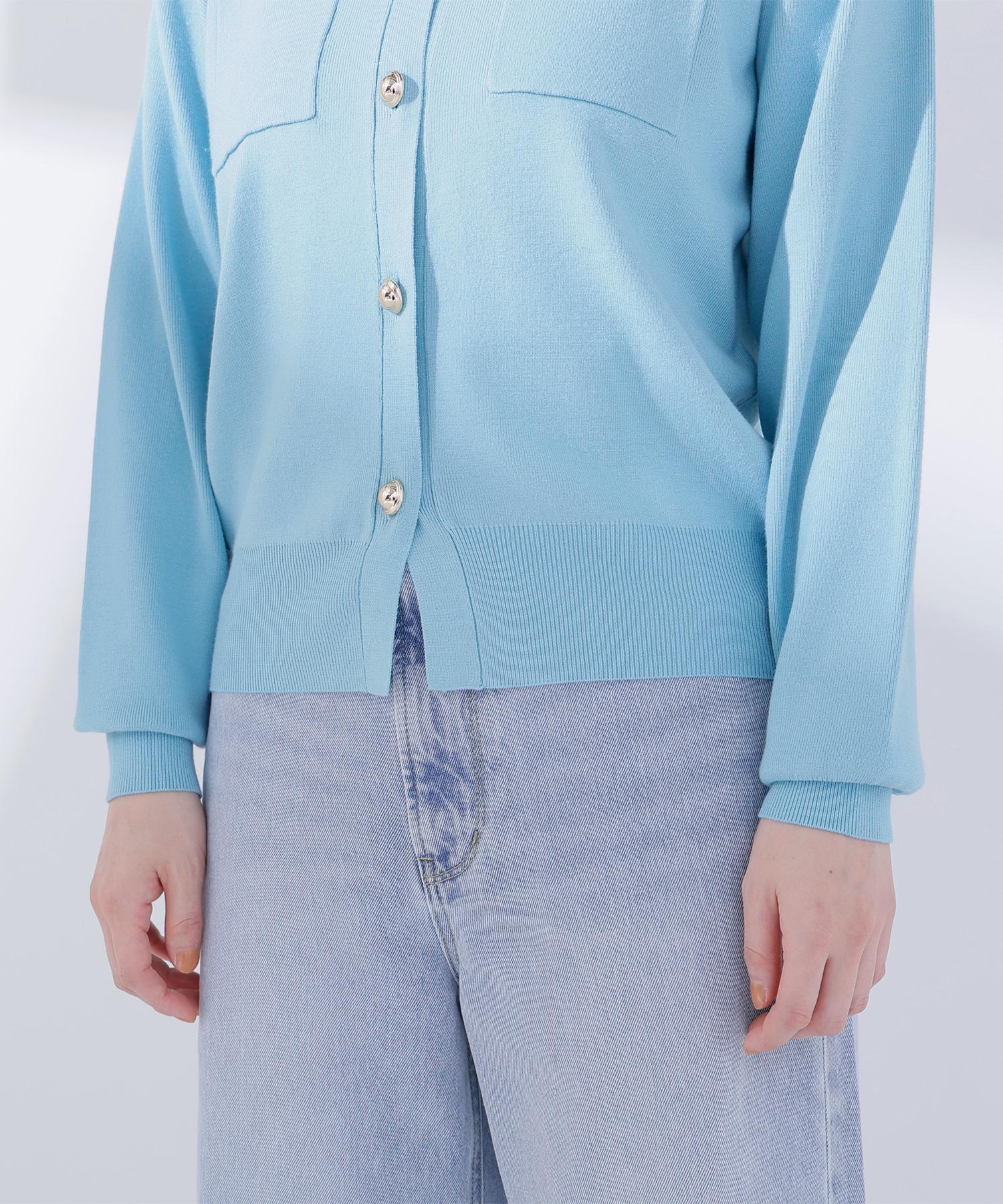 2wayカラーニットカーディガン ライトブルー