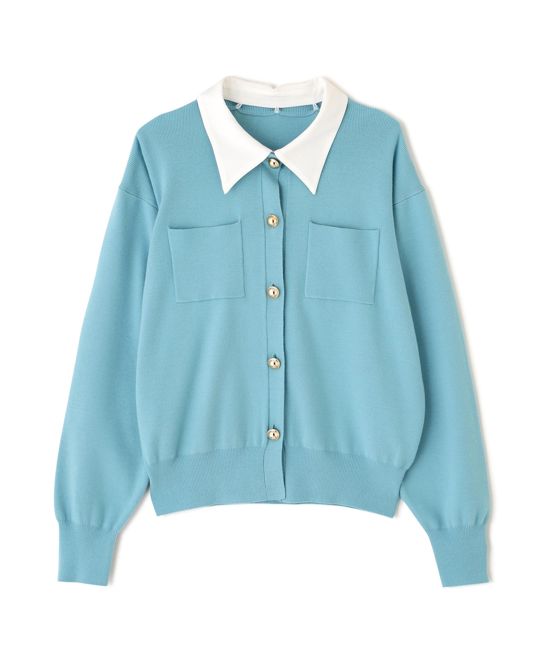 2wayカラーニットカーディガン ライトブルー