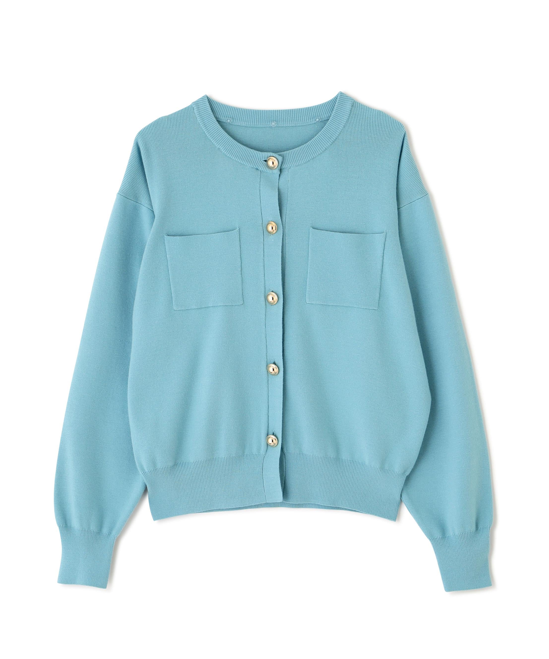 2wayカラーニットカーディガン ライトブルー