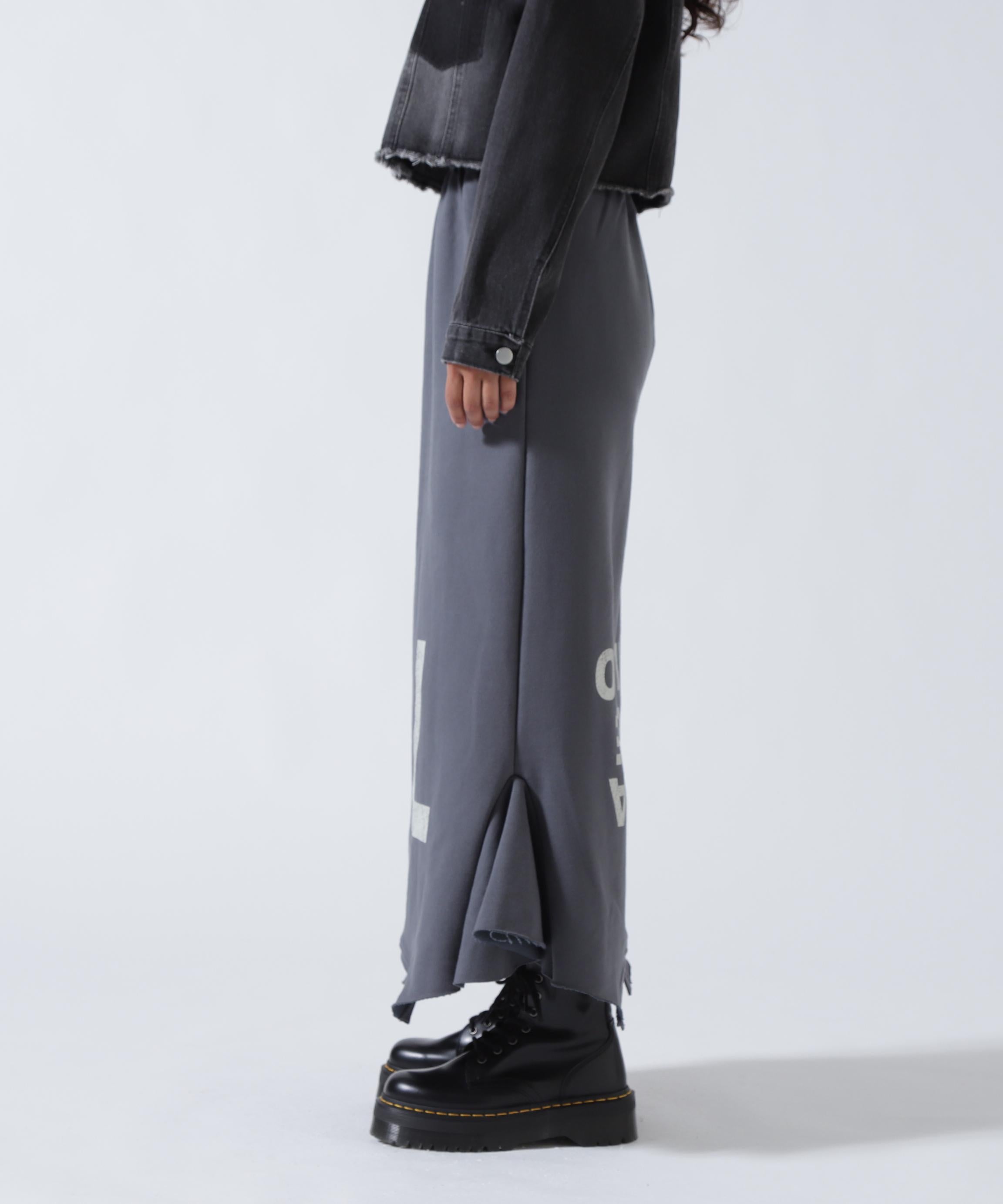 MITSUKI/ミツキ/ロゴ入りリメイク風スカート グレー