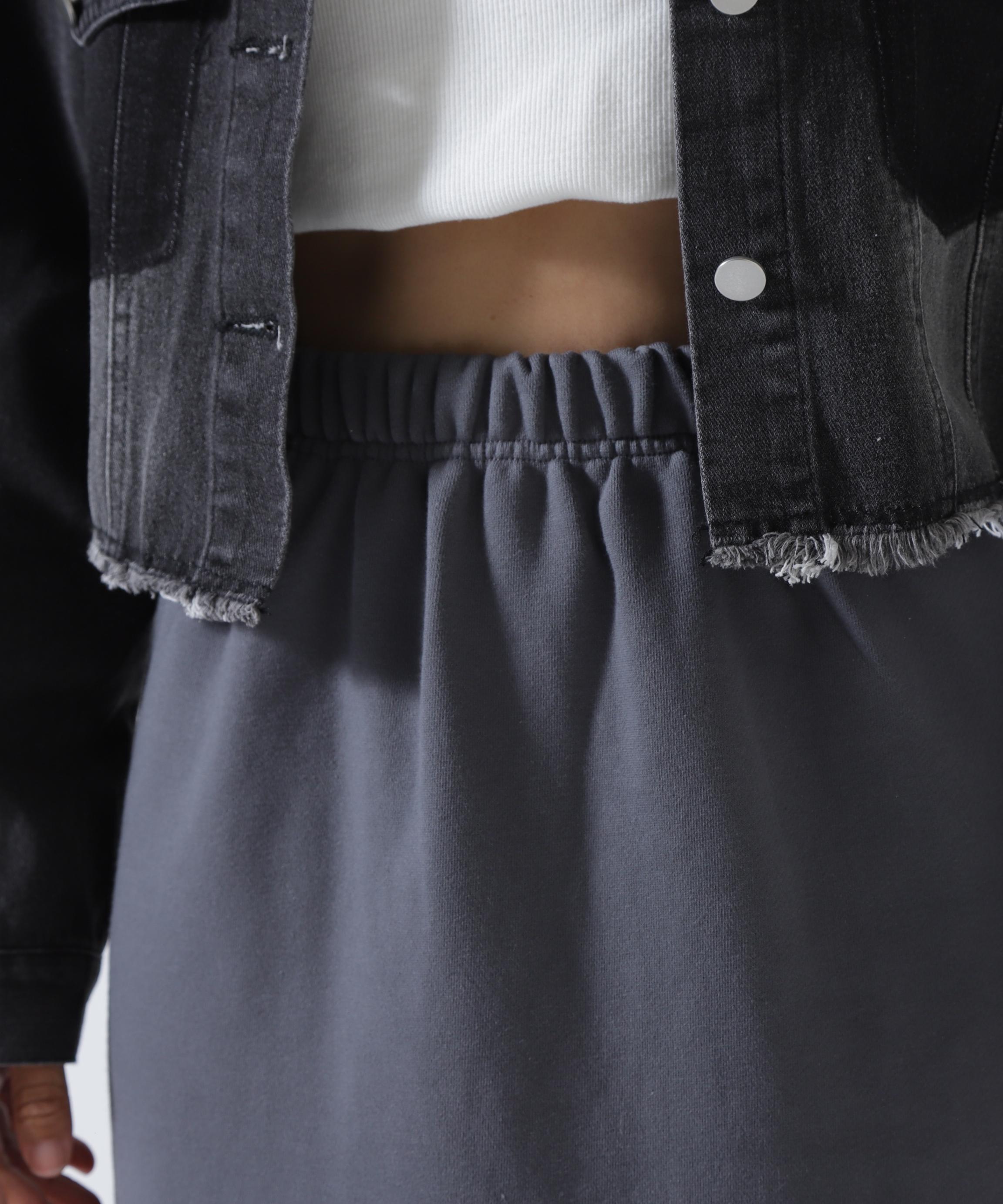 MITSUKI/ミツキ/ロゴ入りリメイク風スカート グレー